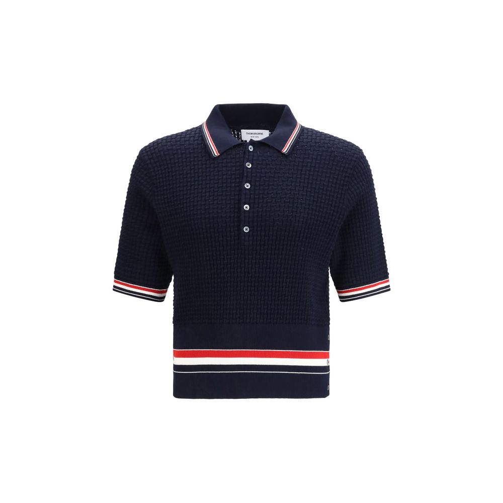 Thom Browne Blue Cotton Polo Men's Shirt