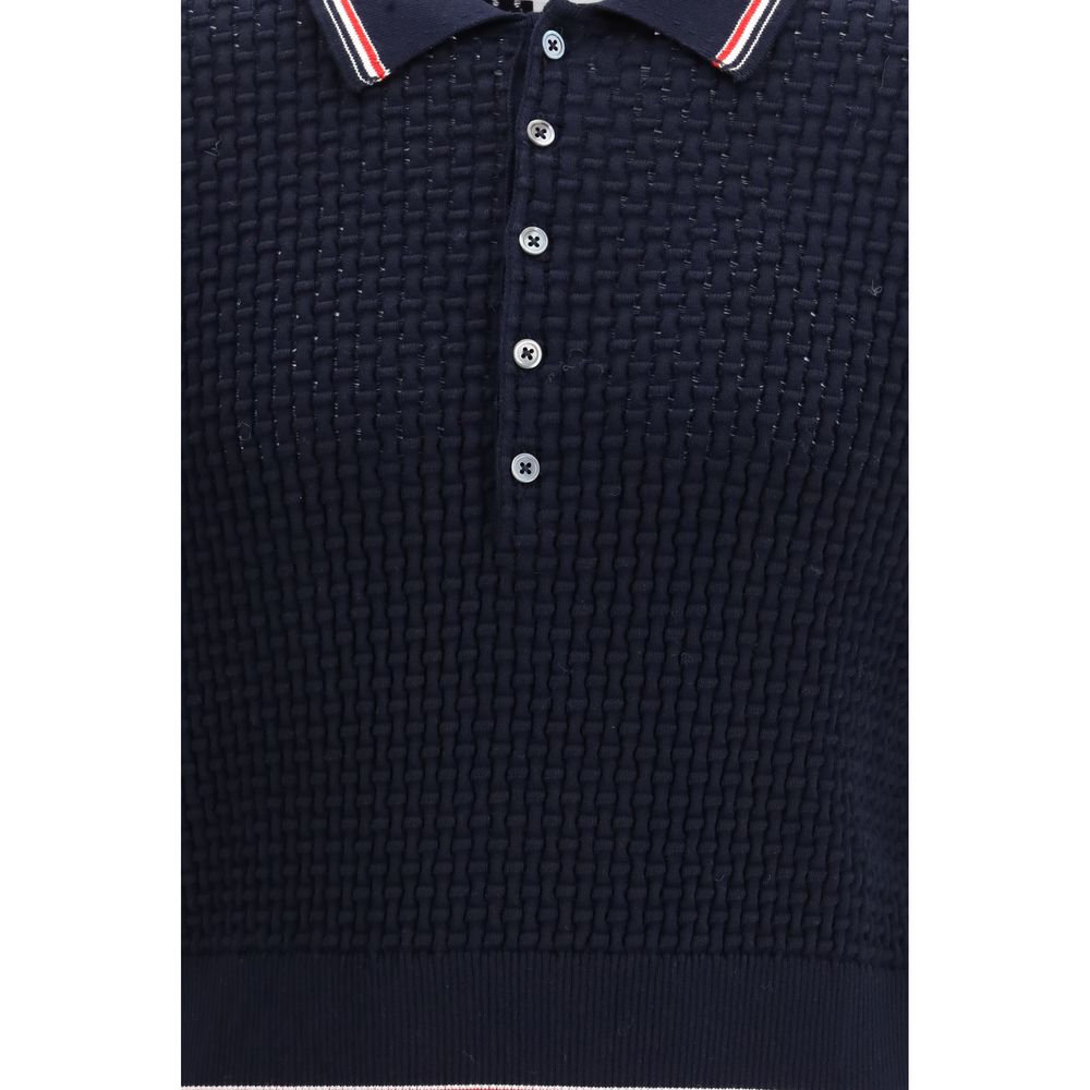 Thom Browne Blue Cotton Polo Men's Shirt