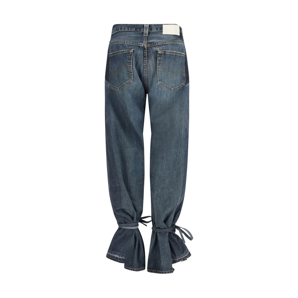 E.L.V. DENIM Gray Cotton Straight-Leg Women's Jeans