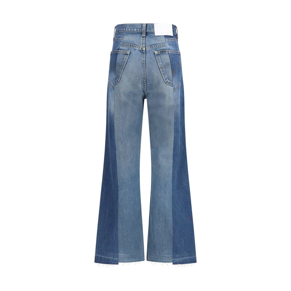 E.L.V. DENIM Blue Cotton Flared Women's Jeans