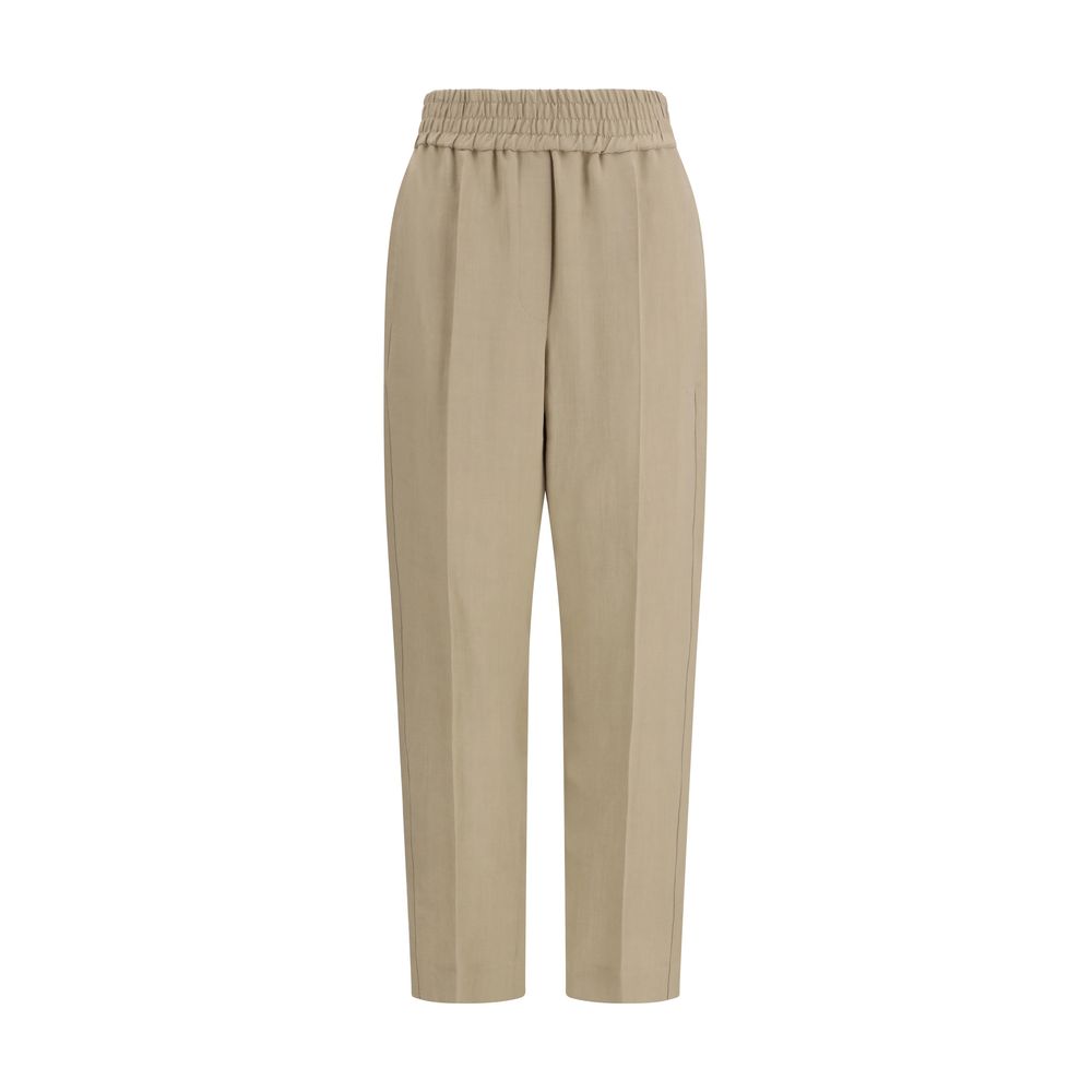 Brunello Cucinelli Beige Viscose Casual Women's Pants