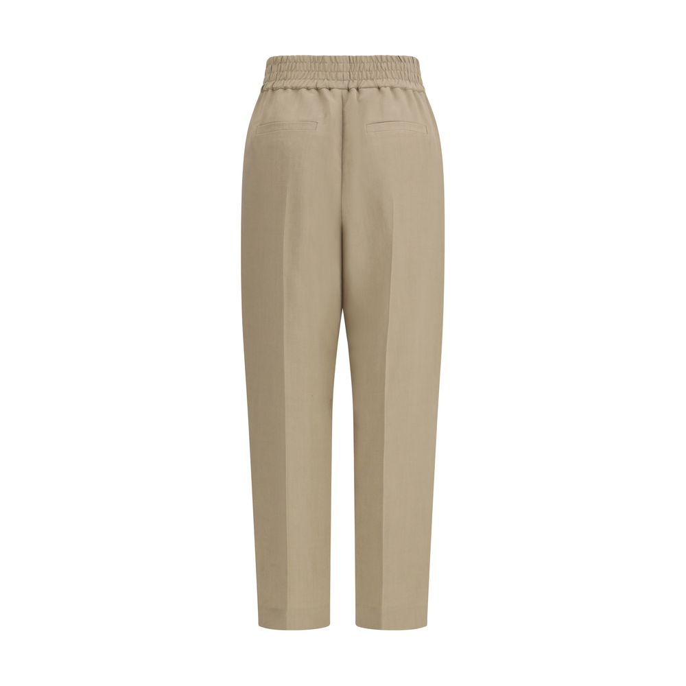 Brunello Cucinelli Beige Viscose Casual Women's Pants