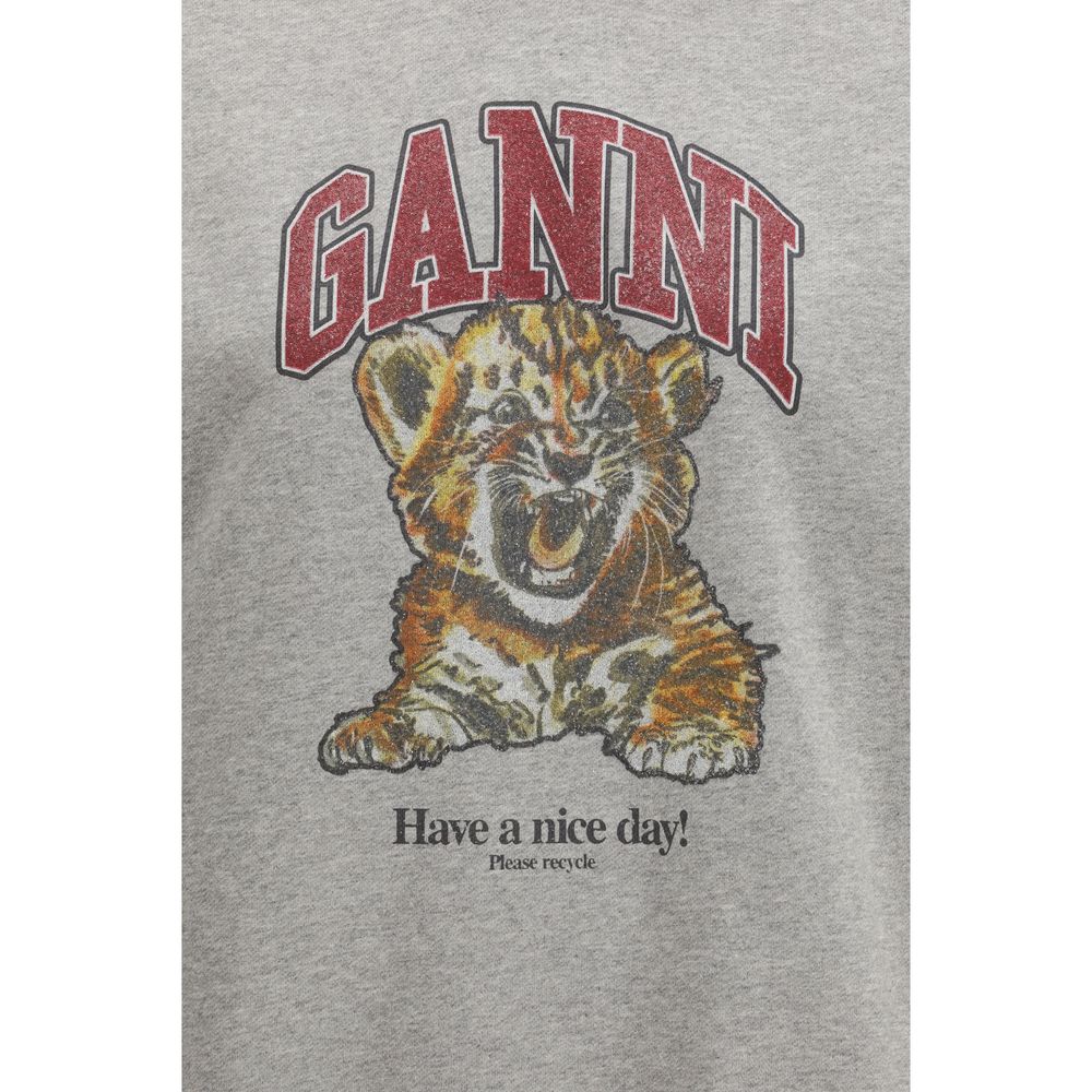 Ganni Gray Cotton Women's Sweatshirt