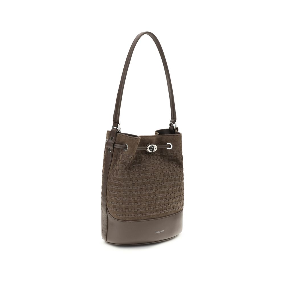 Zanellato Brown Calf Leather Bos Taurus Backet Women's Bag