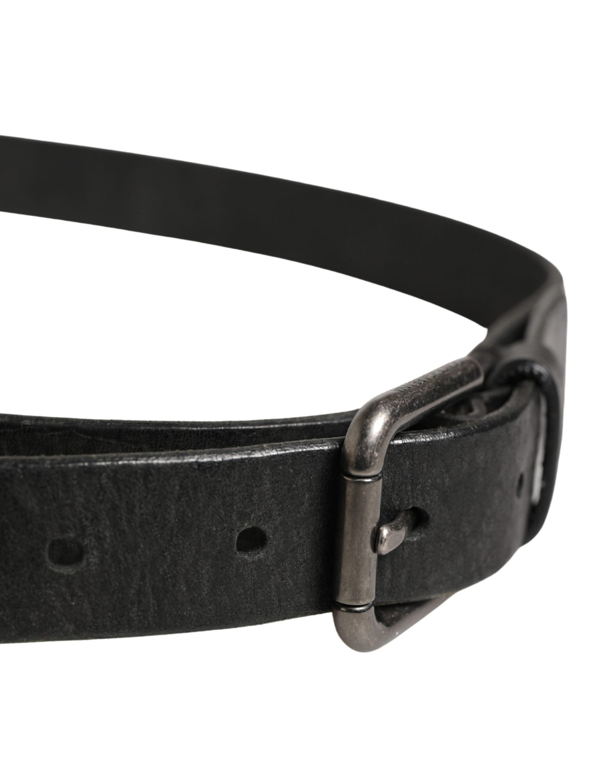 Dolce & Gabbana Men Black Calfskin Leather Metal Buckle Men's Belt