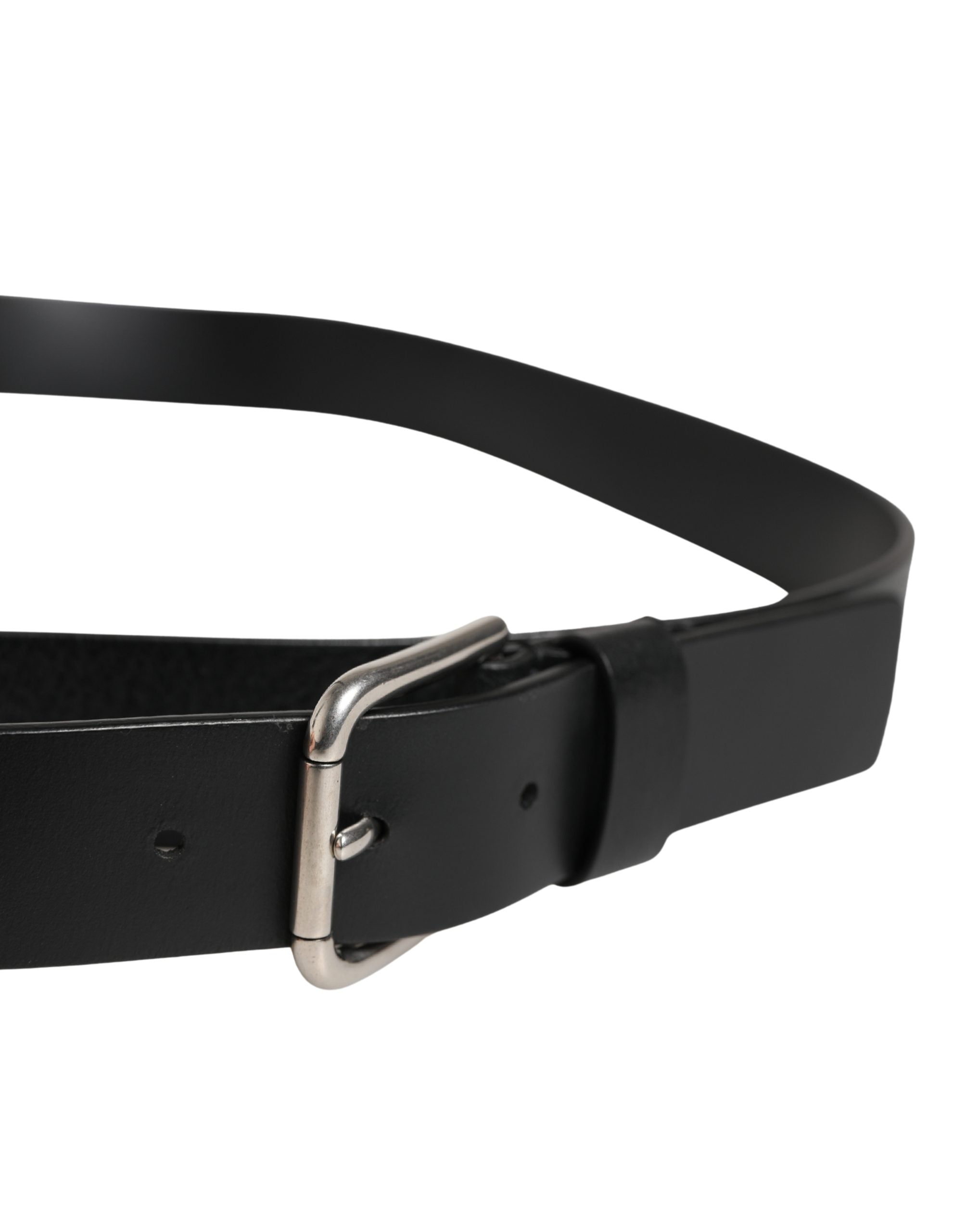 Dolce & Gabbana Black Double Strap Leather Silver Buckle Men's Belt