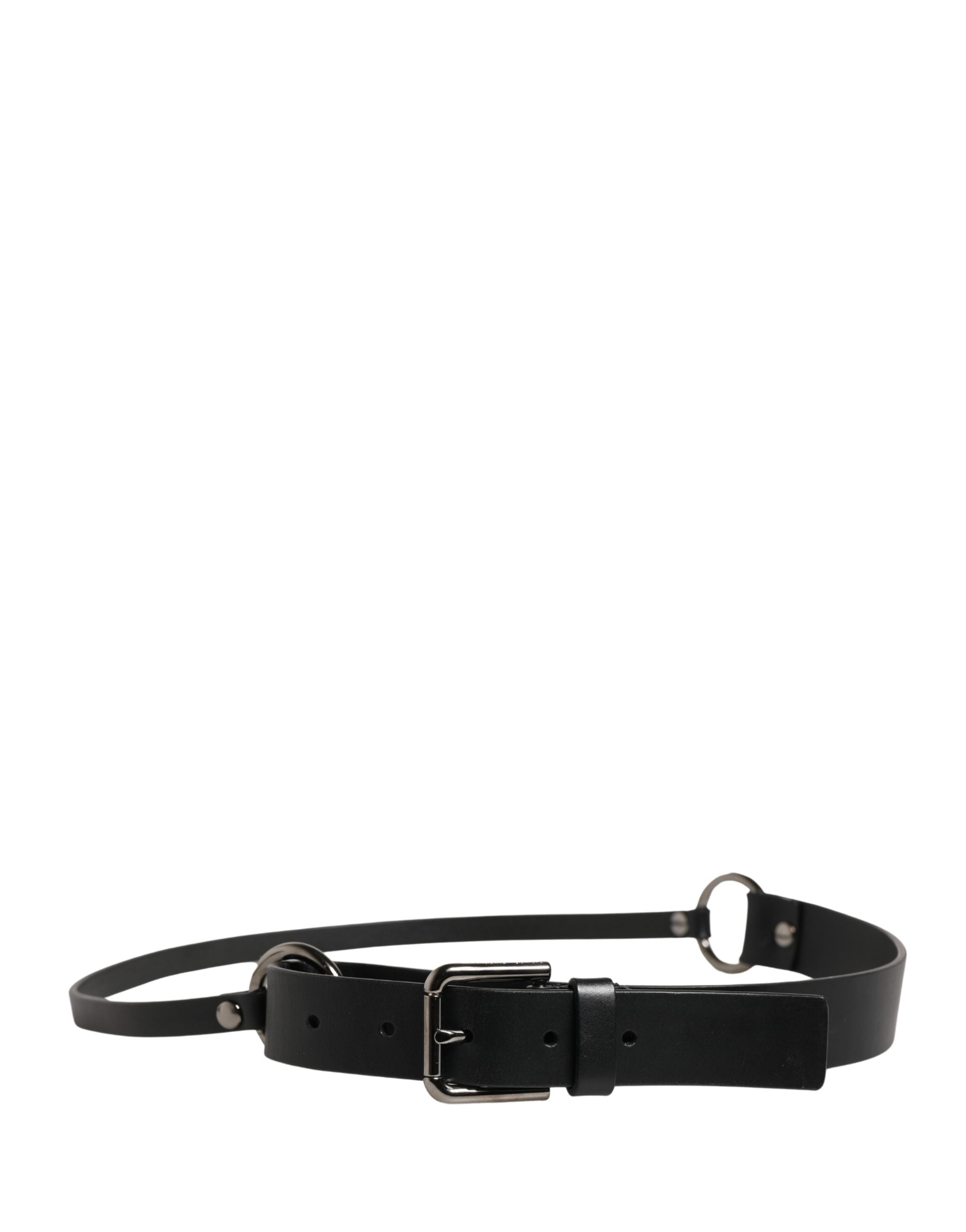 Dolce & Gabbana Men Black Calfskin Leather Metal Buckle Men's Belt