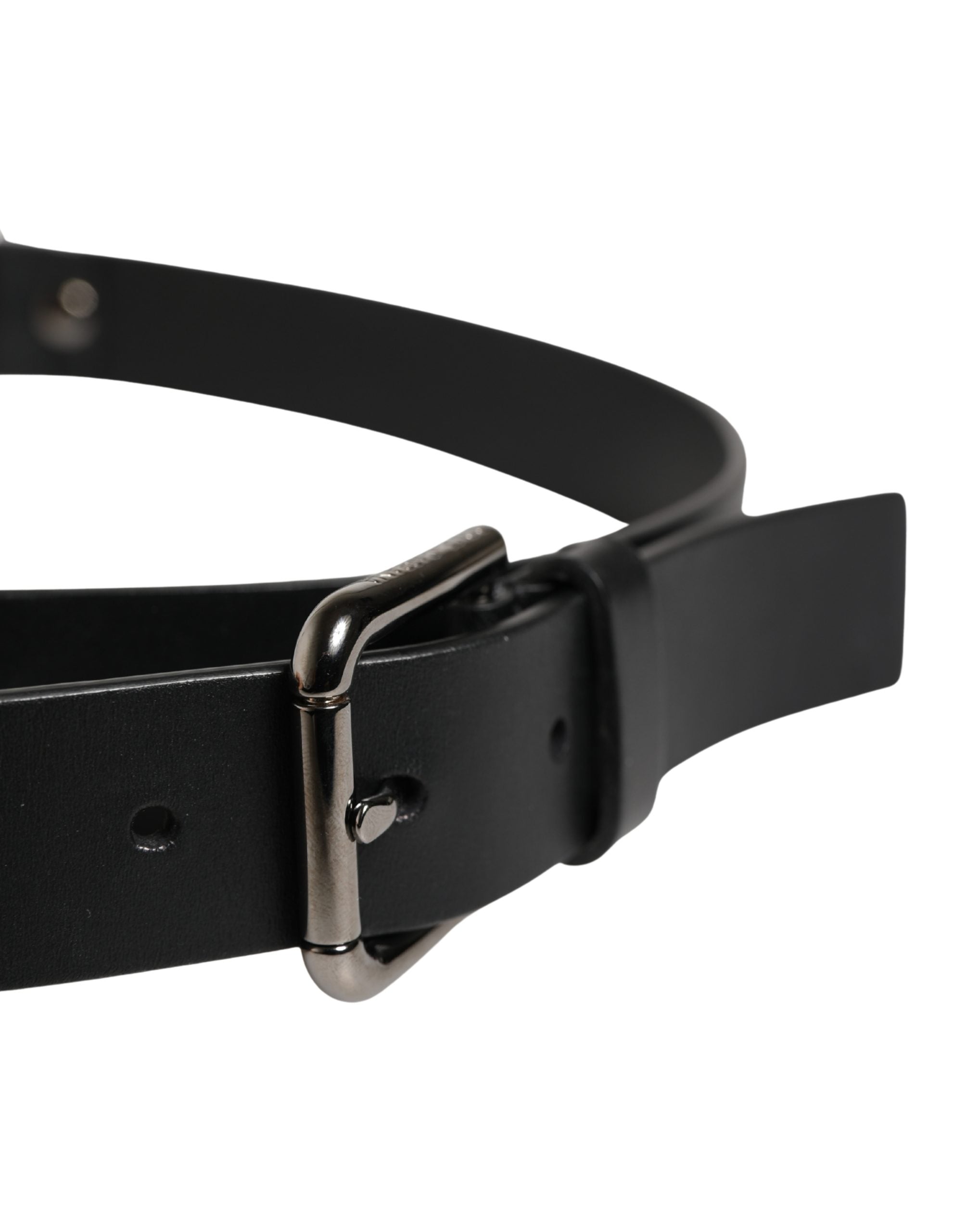 Dolce & Gabbana Men Black Calfskin Leather Metal Buckle Men's Belt