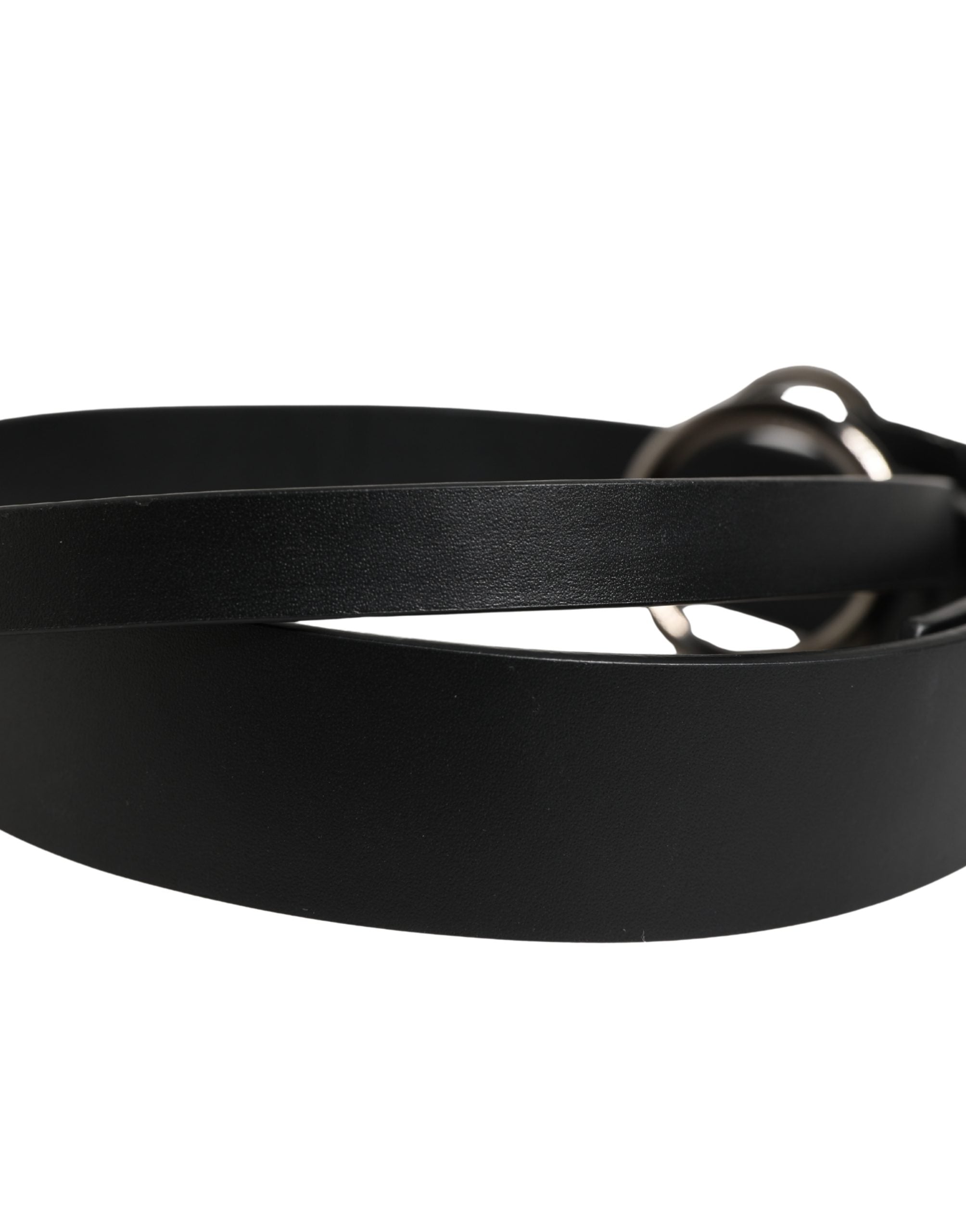 Dolce & Gabbana Men Black Calfskin Leather Metal Buckle Men's Belt