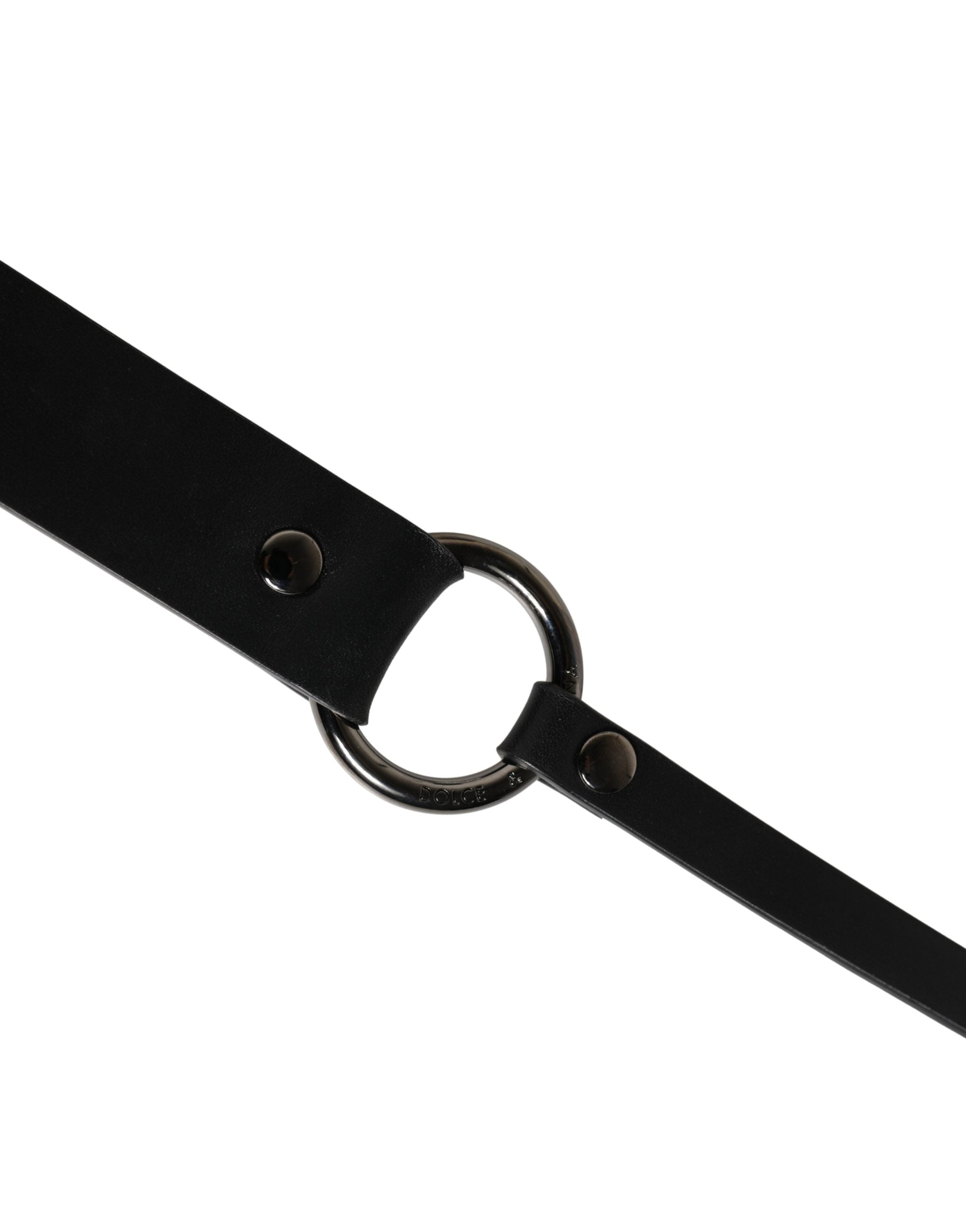 Dolce & Gabbana Men Black Calfskin Leather Metal Buckle Men's Belt