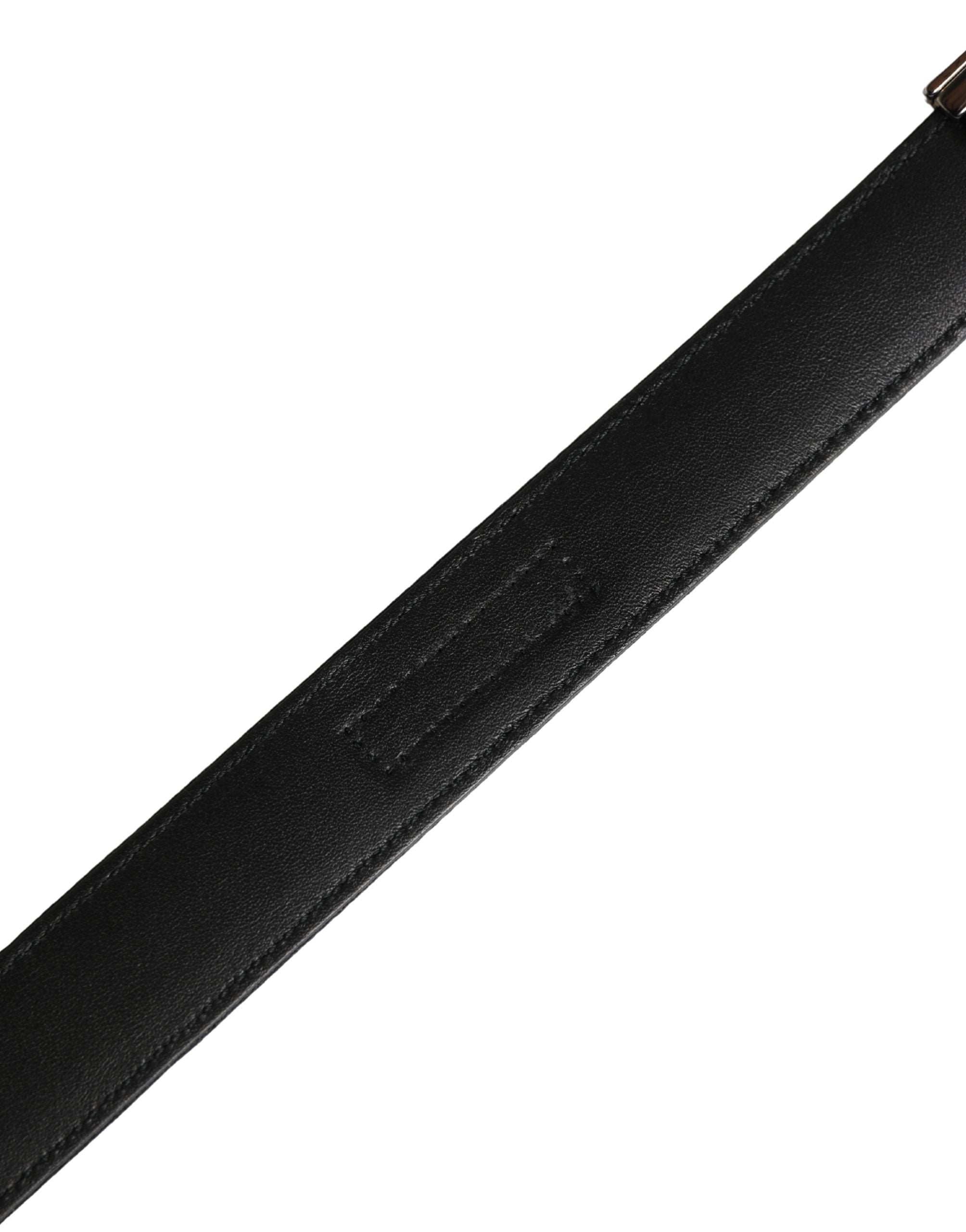 Dolce & Gabbana Men Black Classic Viscose Metal Buckle Men's Belt