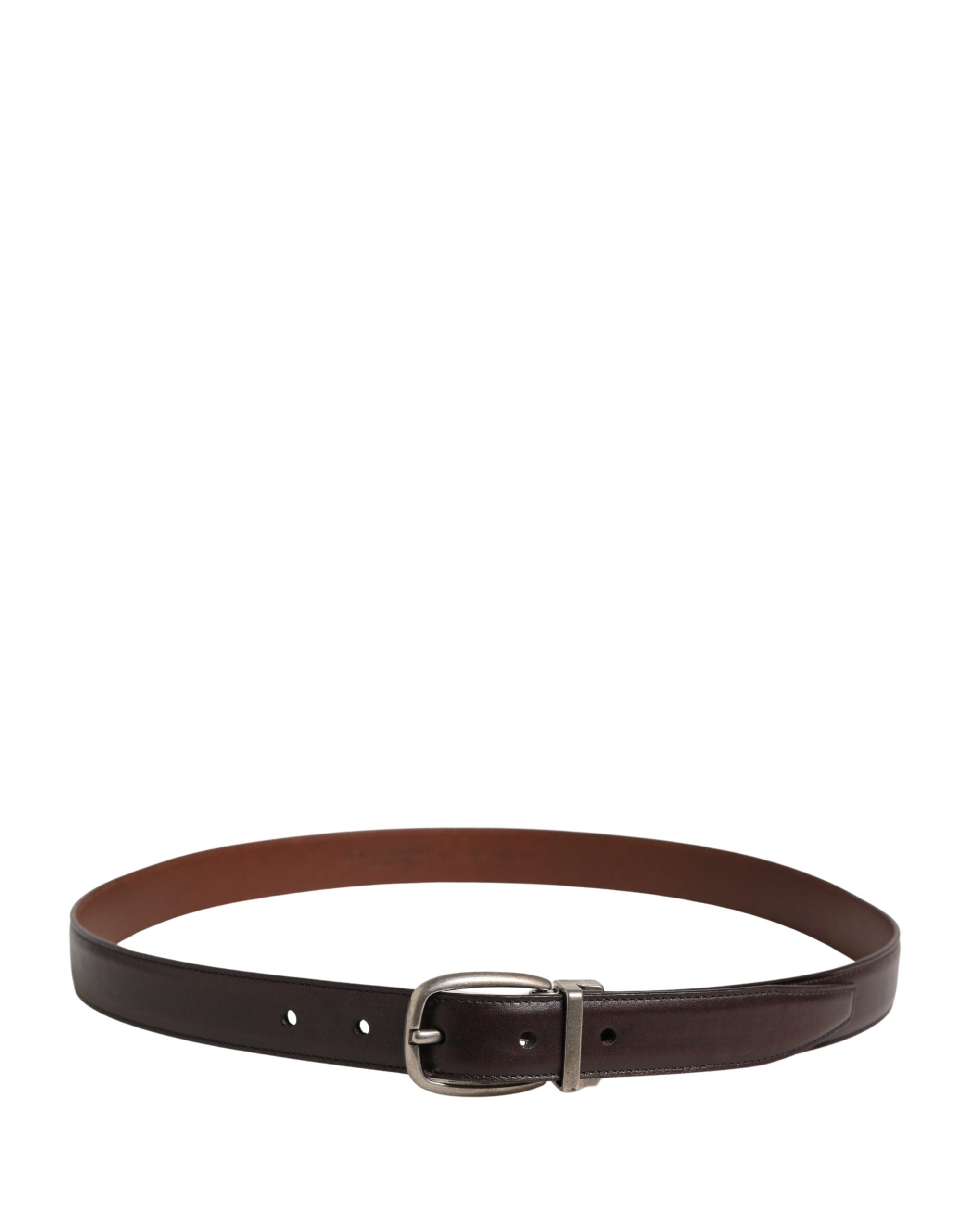 Dolce & Gabbana Men Brown Classic Leather Metal Buckle Men's Belt (Pre-Owned)