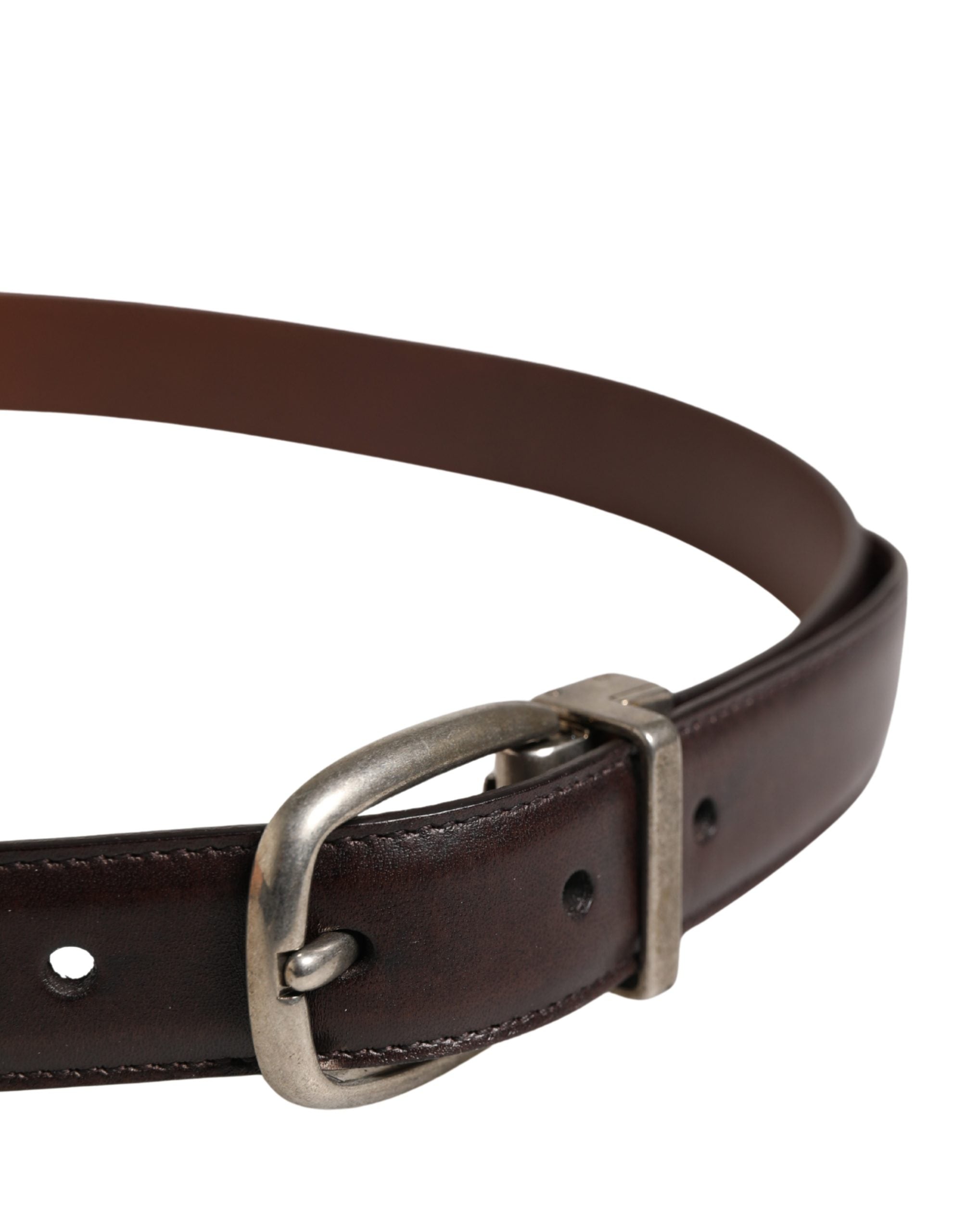 Dolce & Gabbana Men Brown Classic Leather Metal Buckle Men's Belt (Pre-Owned)