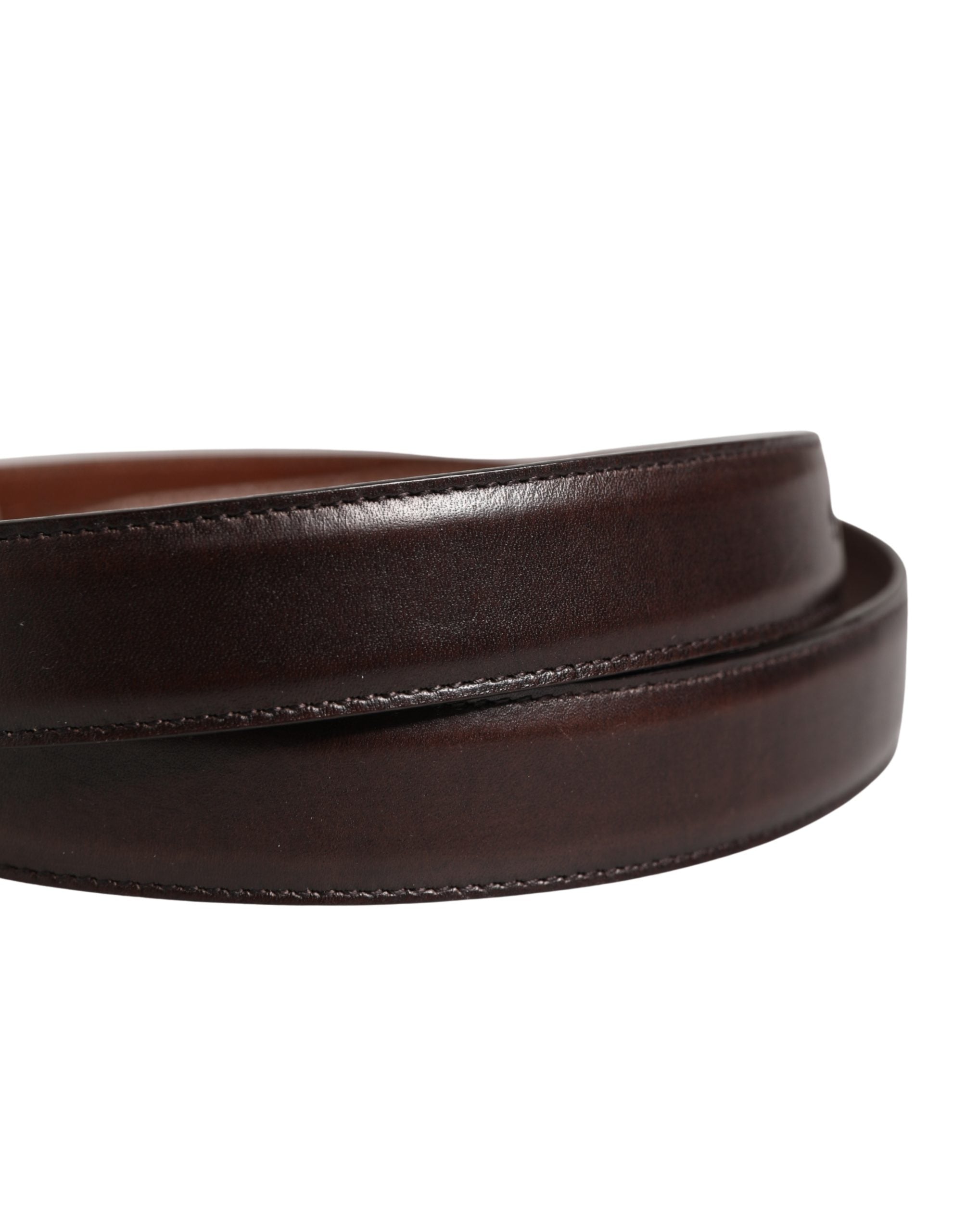 Dolce & Gabbana Men Brown Classic Leather Metal Buckle Men's Belt (Pre-Owned)