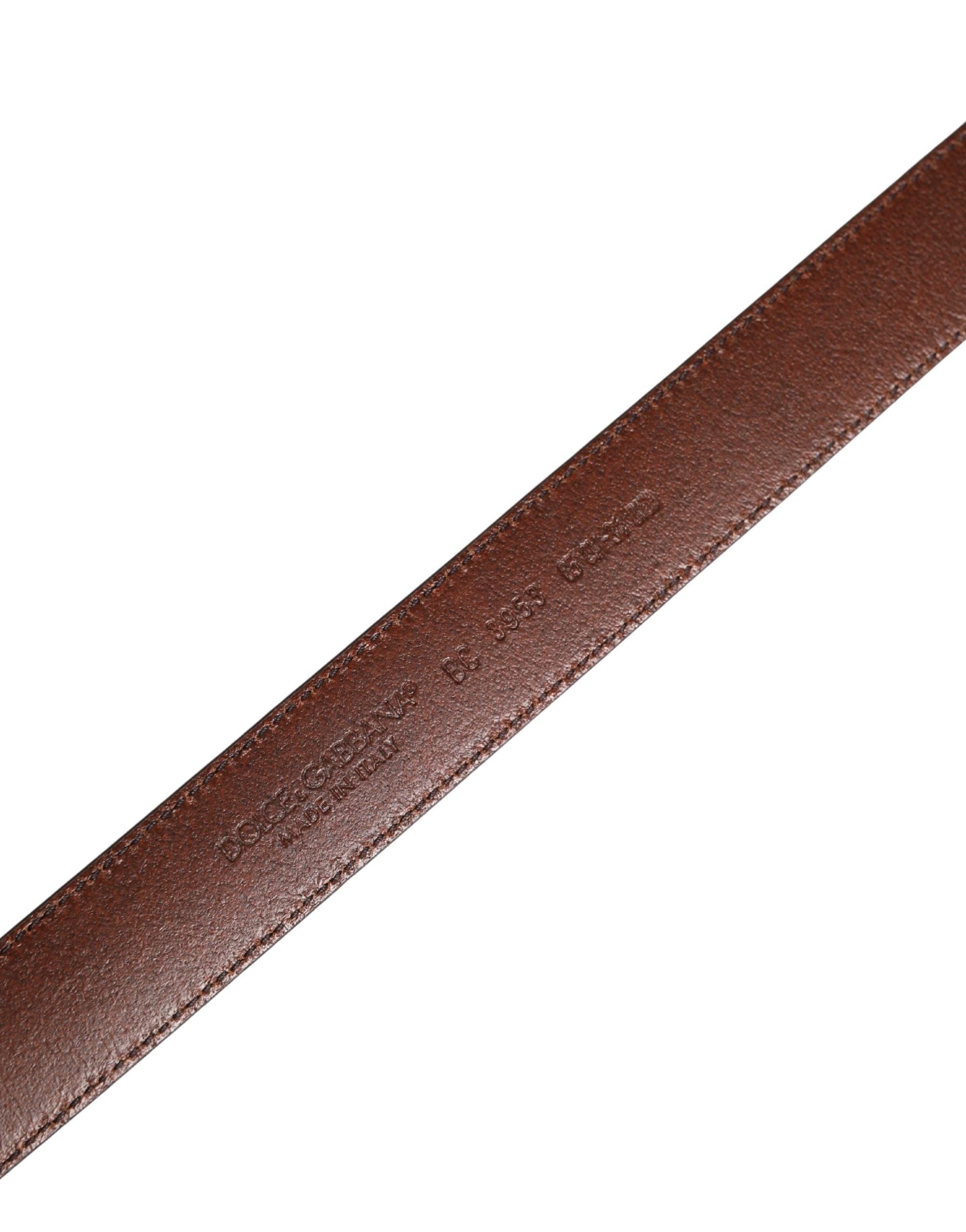 Dolce & Gabbana Men Brown Classic Leather Metal Buckle Men's Belt (Pre-Owned)