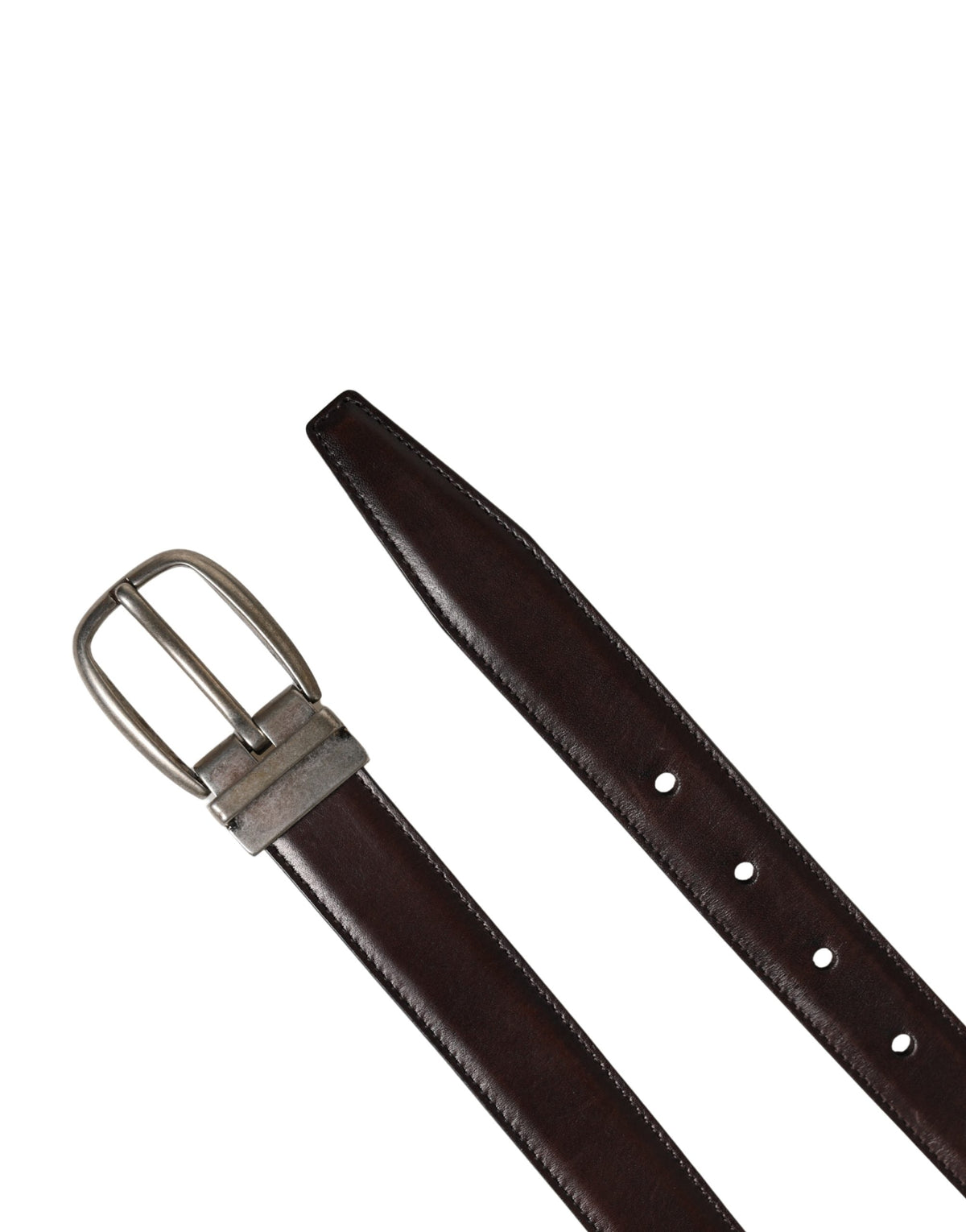 Dolce & Gabbana Men Brown Classic Leather Metal Buckle Men's Belt (Pre-Owned)