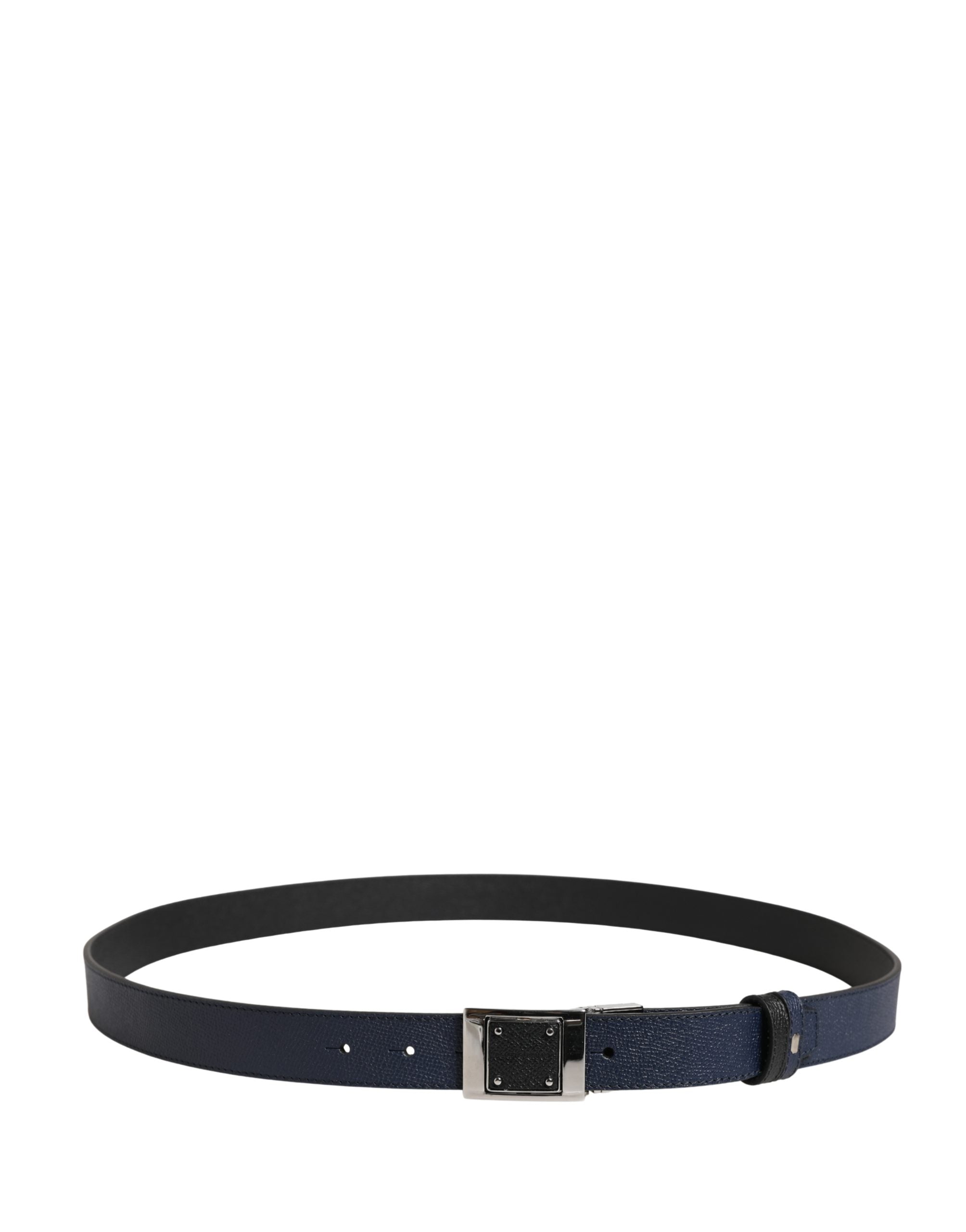 Dolce & Gabbana Men Blue Calfskin Leather Square Buckle Men's Belt
