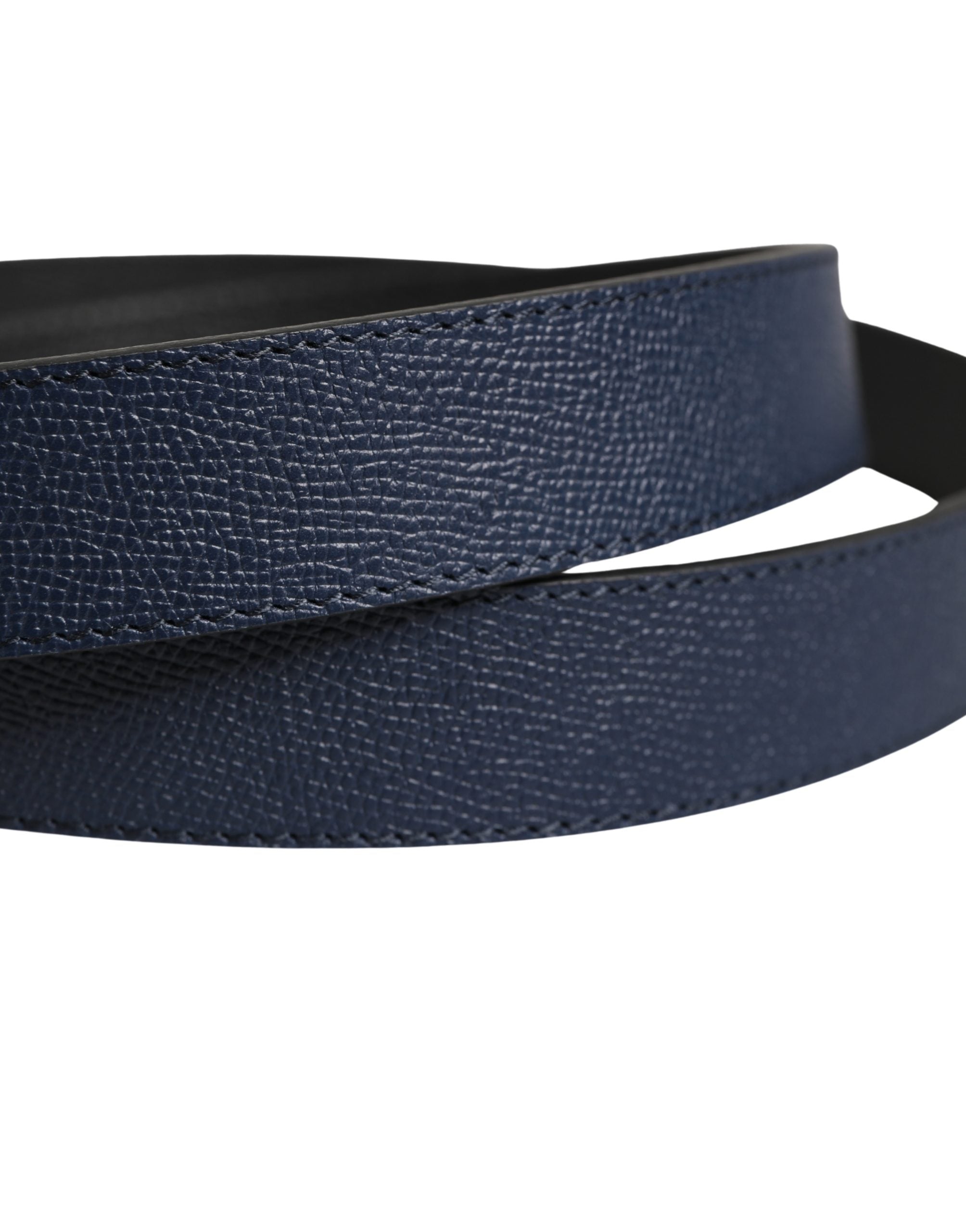 Dolce & Gabbana Men Blue Calfskin Leather Square Buckle Men's Belt