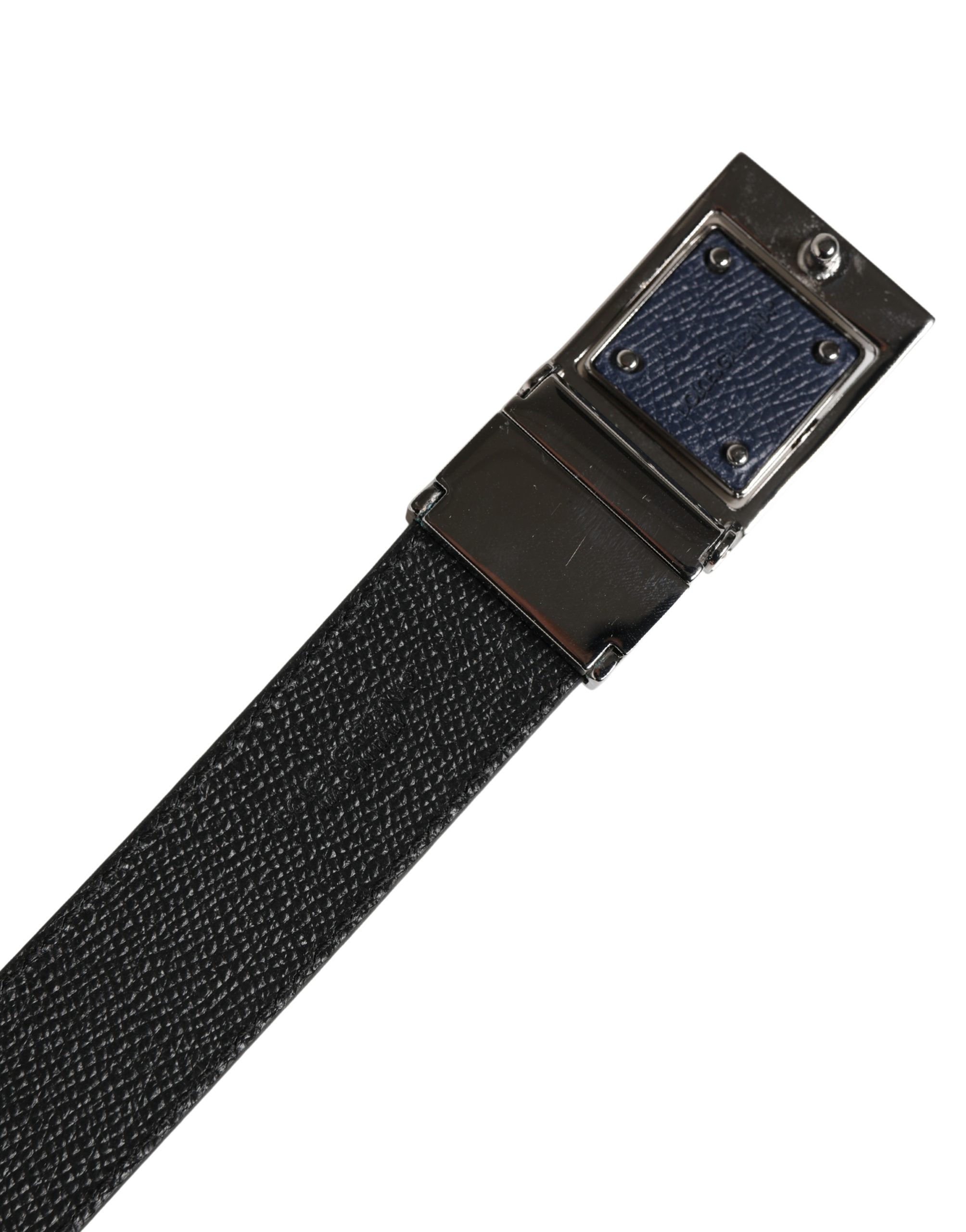 Dolce & Gabbana Men Blue Calfskin Leather Square Buckle Men's Belt