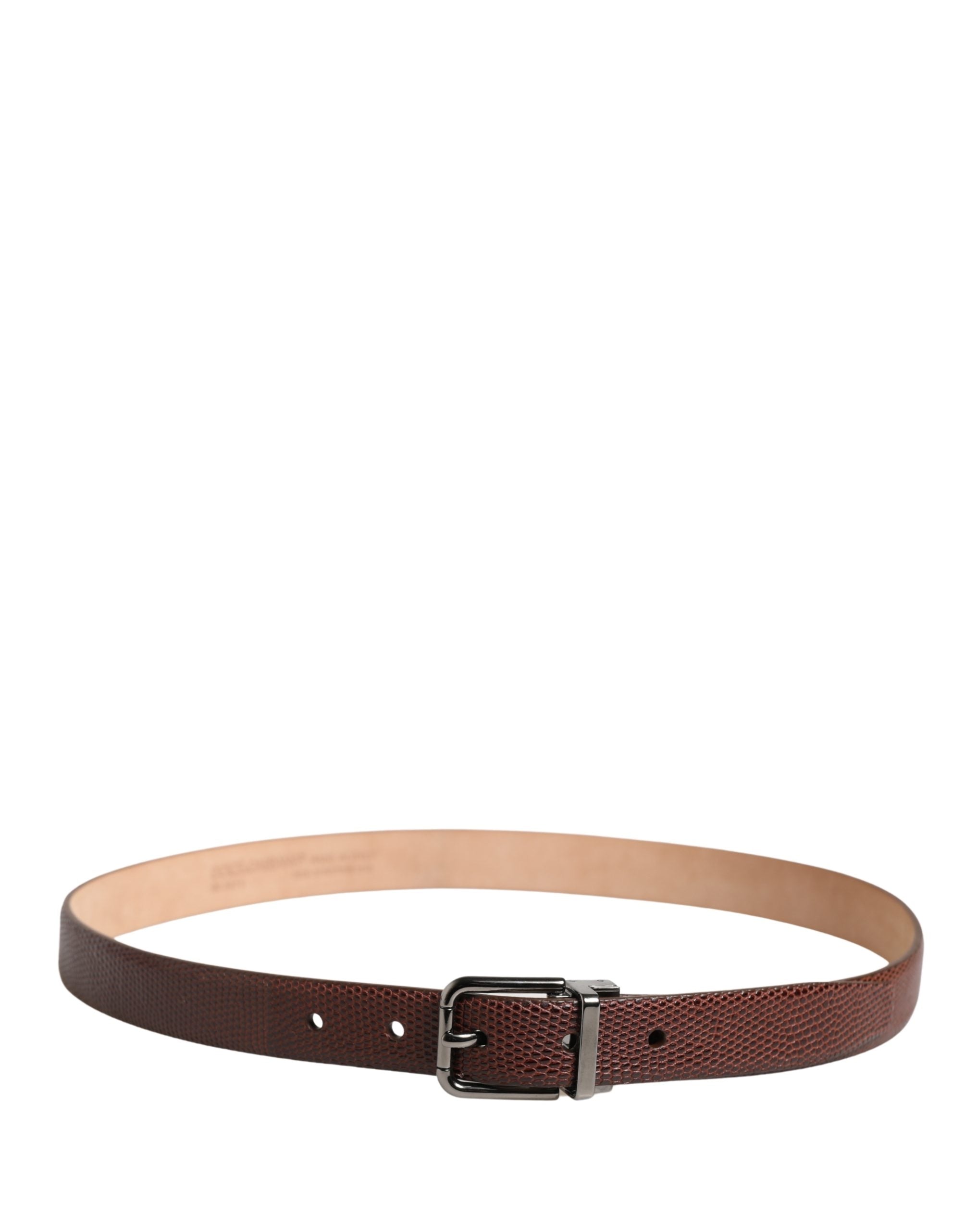 Dolce & Gabbana Men Brown Goatskin Leather Metal Buckle Men's Belt