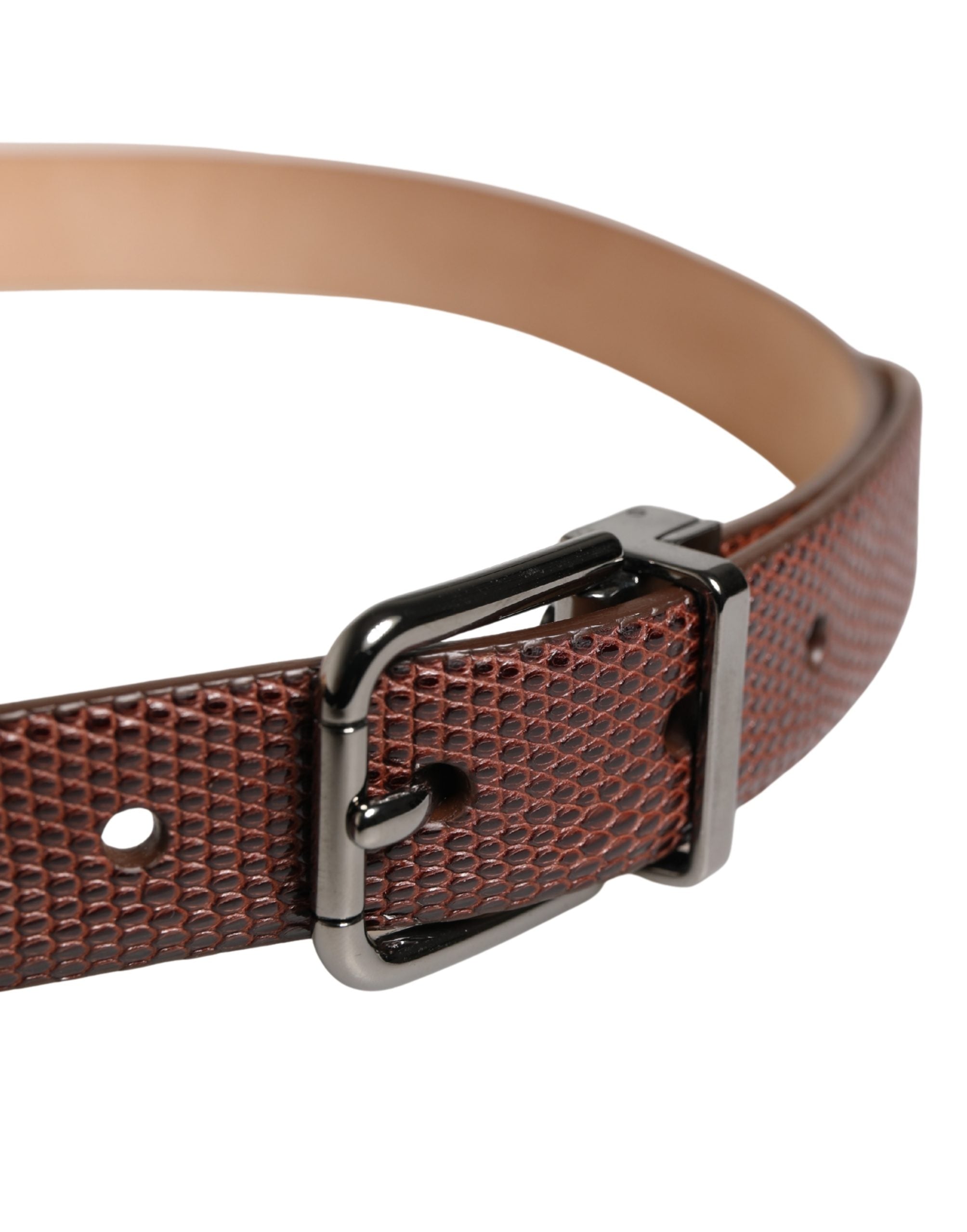 Dolce & Gabbana Men Brown Goatskin Leather Metal Buckle Men's Belt