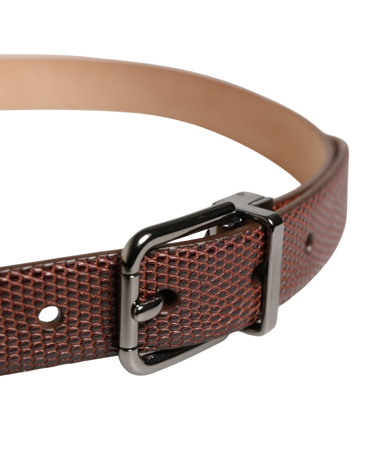 Dolce & Gabbana Men Brown Goatskin Leather Metal Buckle Men's Belt