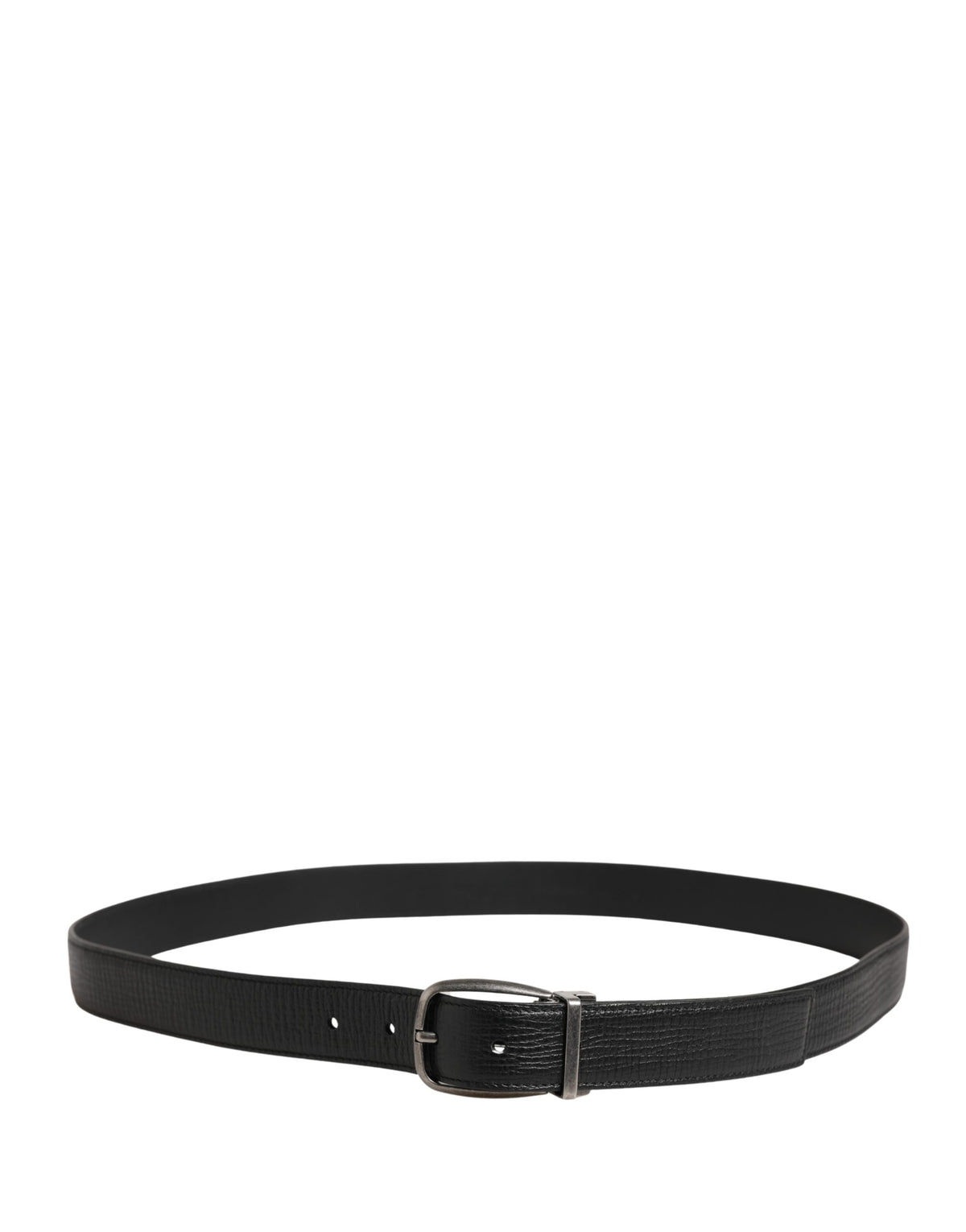 Dolce & Gabbana Men Black Classic Leather Metal Buckle Men's Belt