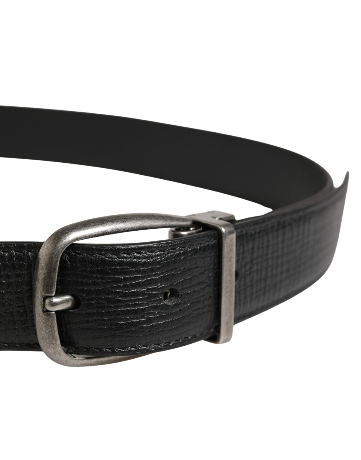 Dolce & Gabbana Men Black Classic Leather Metal Buckle Men's Belt