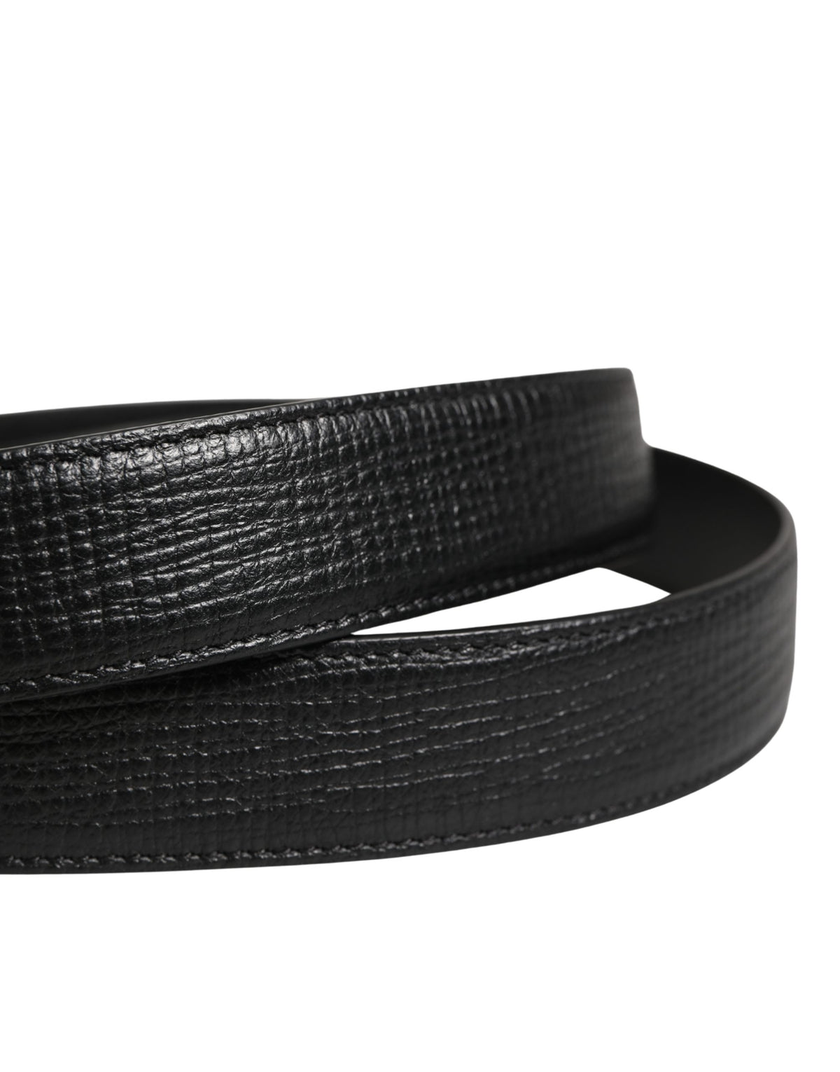 Dolce & Gabbana Men Black Classic Leather Metal Buckle Men's Belt
