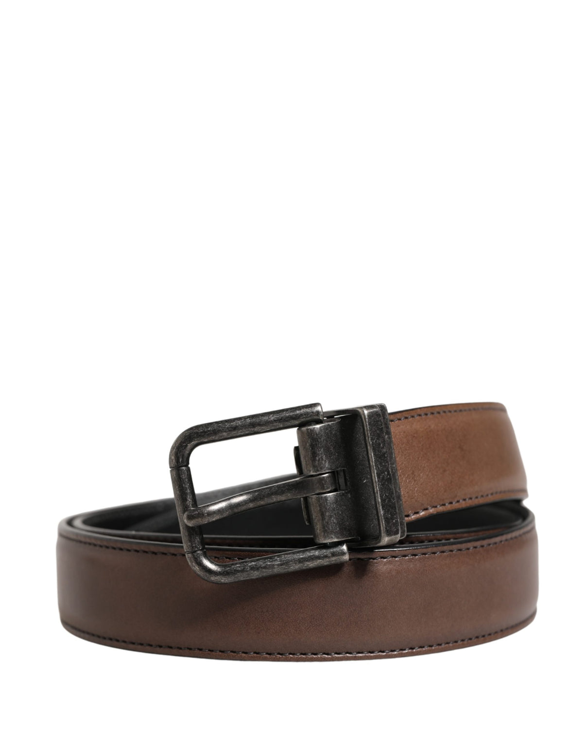 Dolce & Gabbana Men Brown Classic Leather Metal Buckle Men's Belt