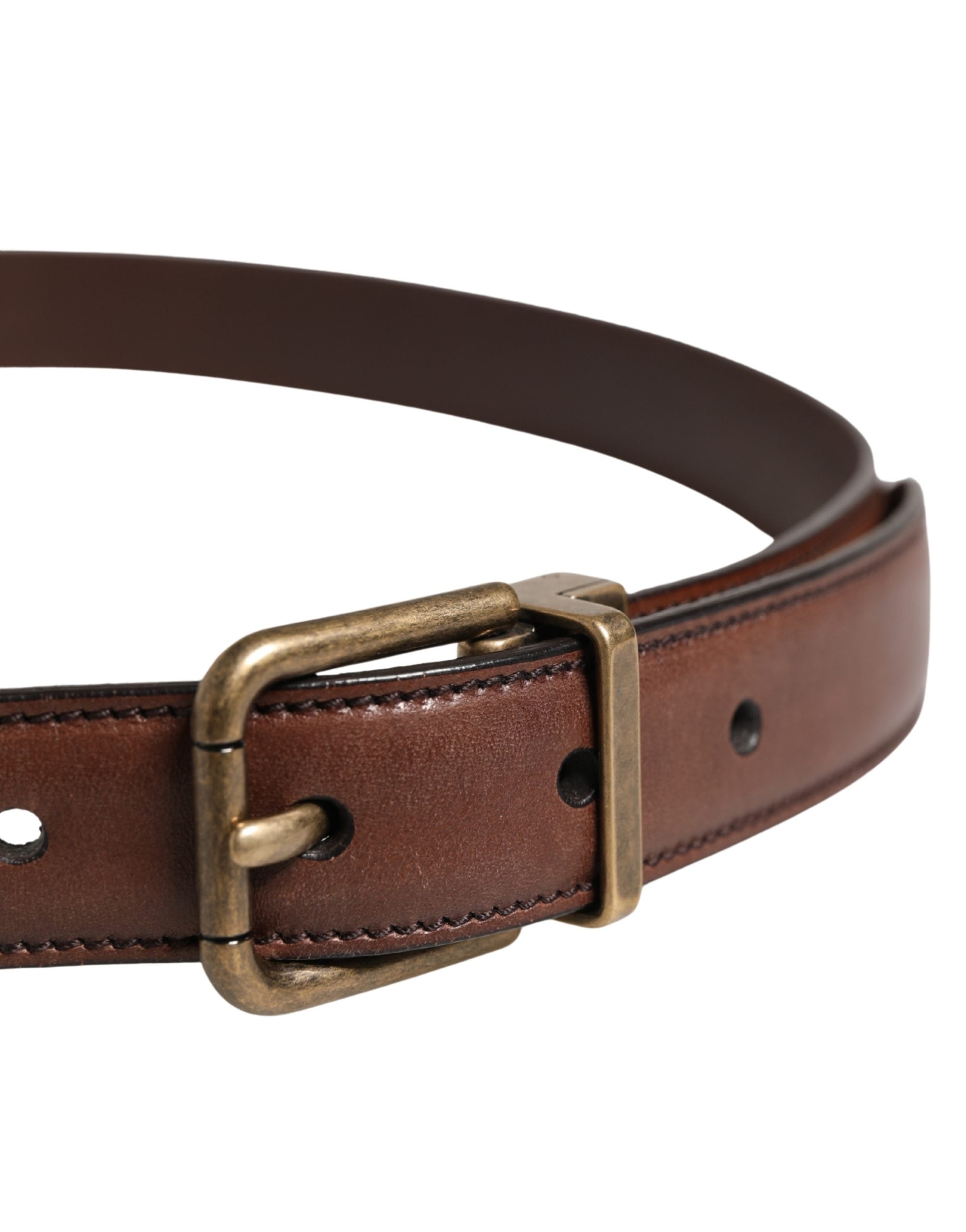 Dolce & Gabbana Men Brown Classic Leather Metal Buckle Men's Belt