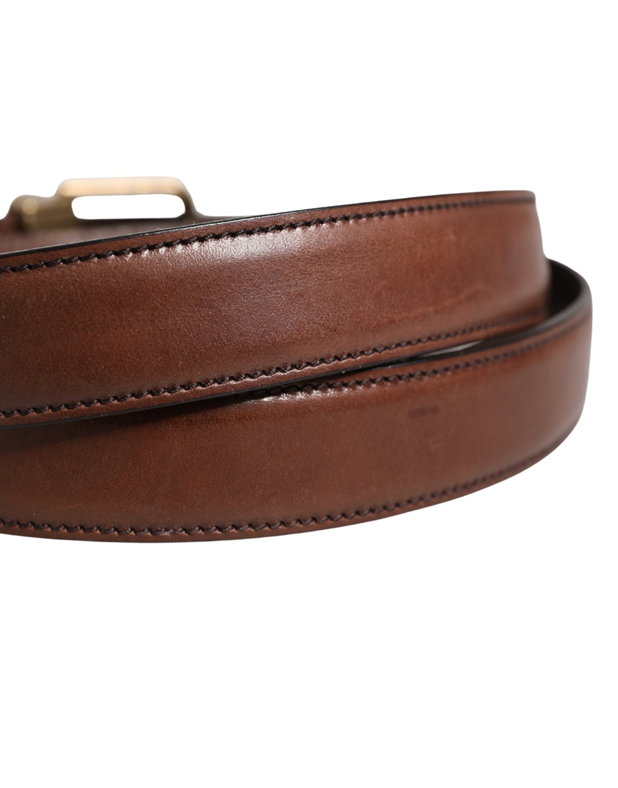 Dolce & Gabbana Men Brown Classic Leather Metal Buckle Men's Belt