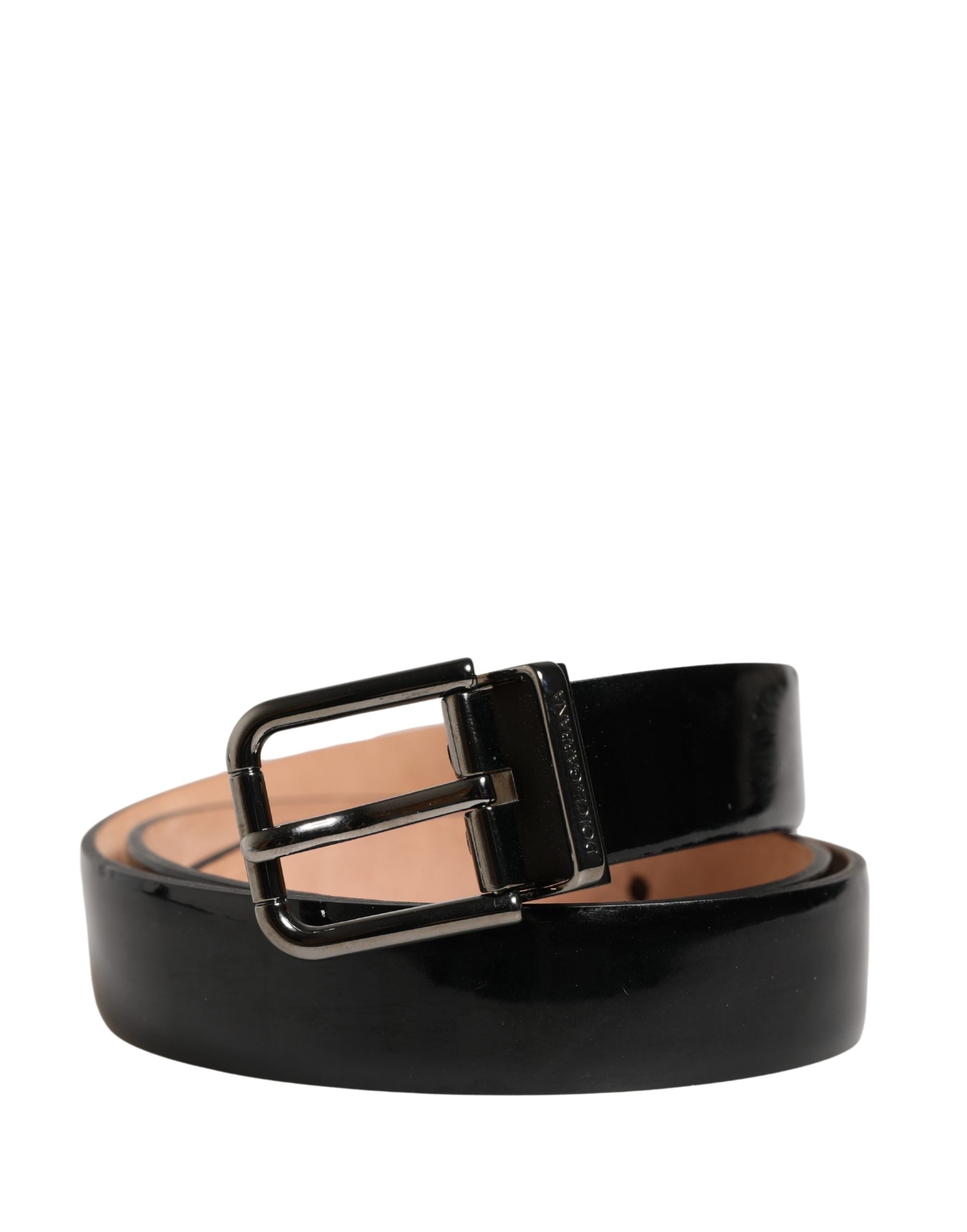 Dolce & Gabbana Men Black Classic Leather Metal Buckle Men's Belt (Pre-Owned)