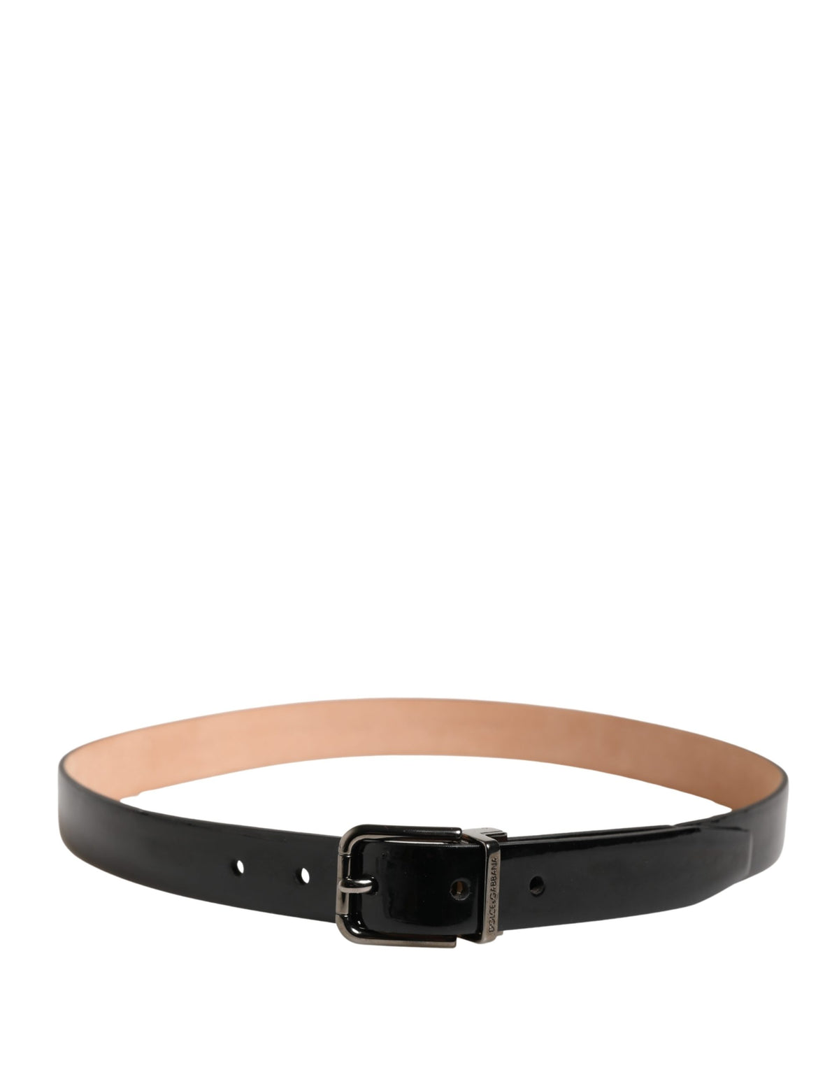 Dolce & Gabbana Men Black Classic Leather Metal Buckle Men's Belt (Pre-Owned)