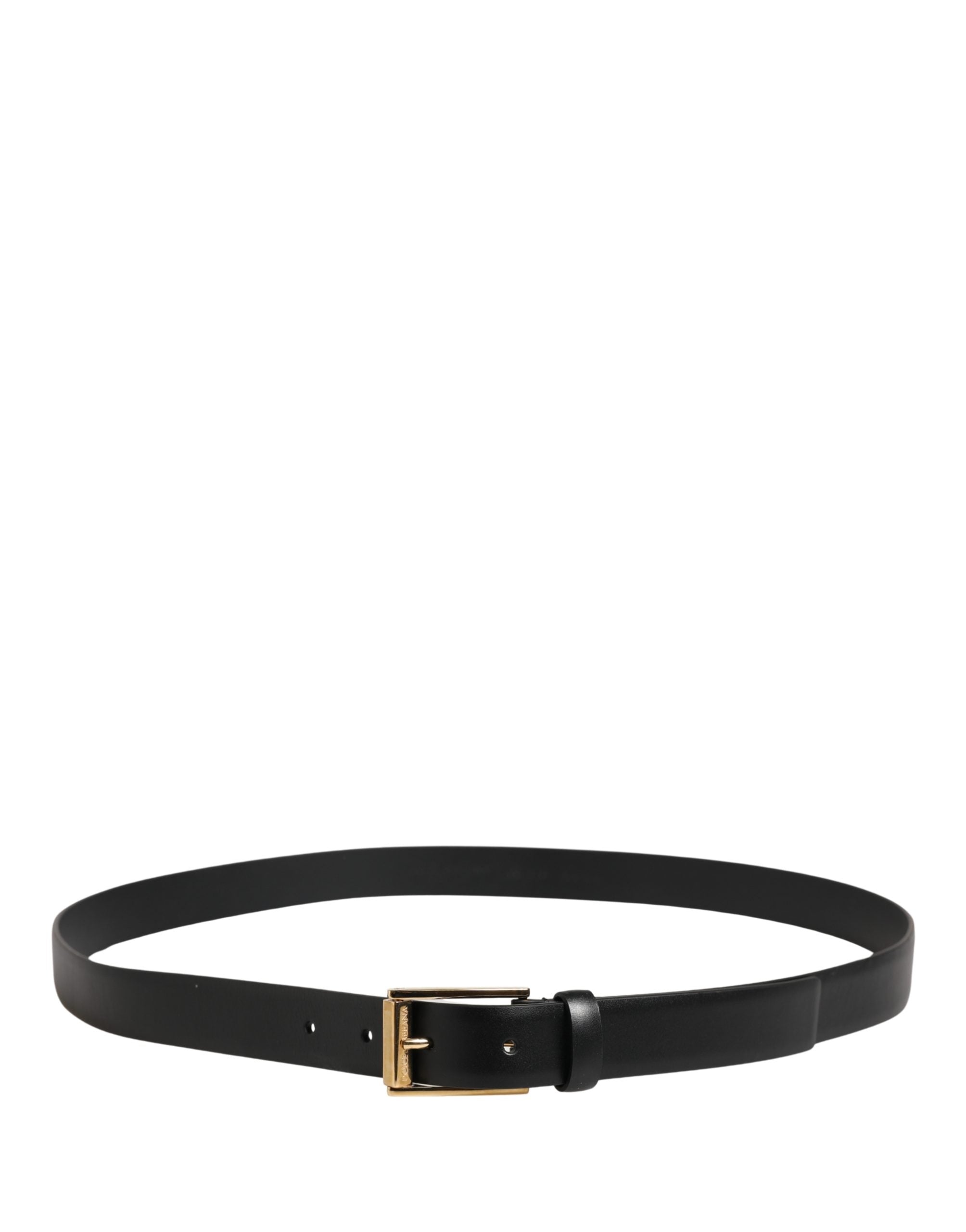 Dolce & Gabbana Men Black Classic Leather Metal Buckle Men's Belt