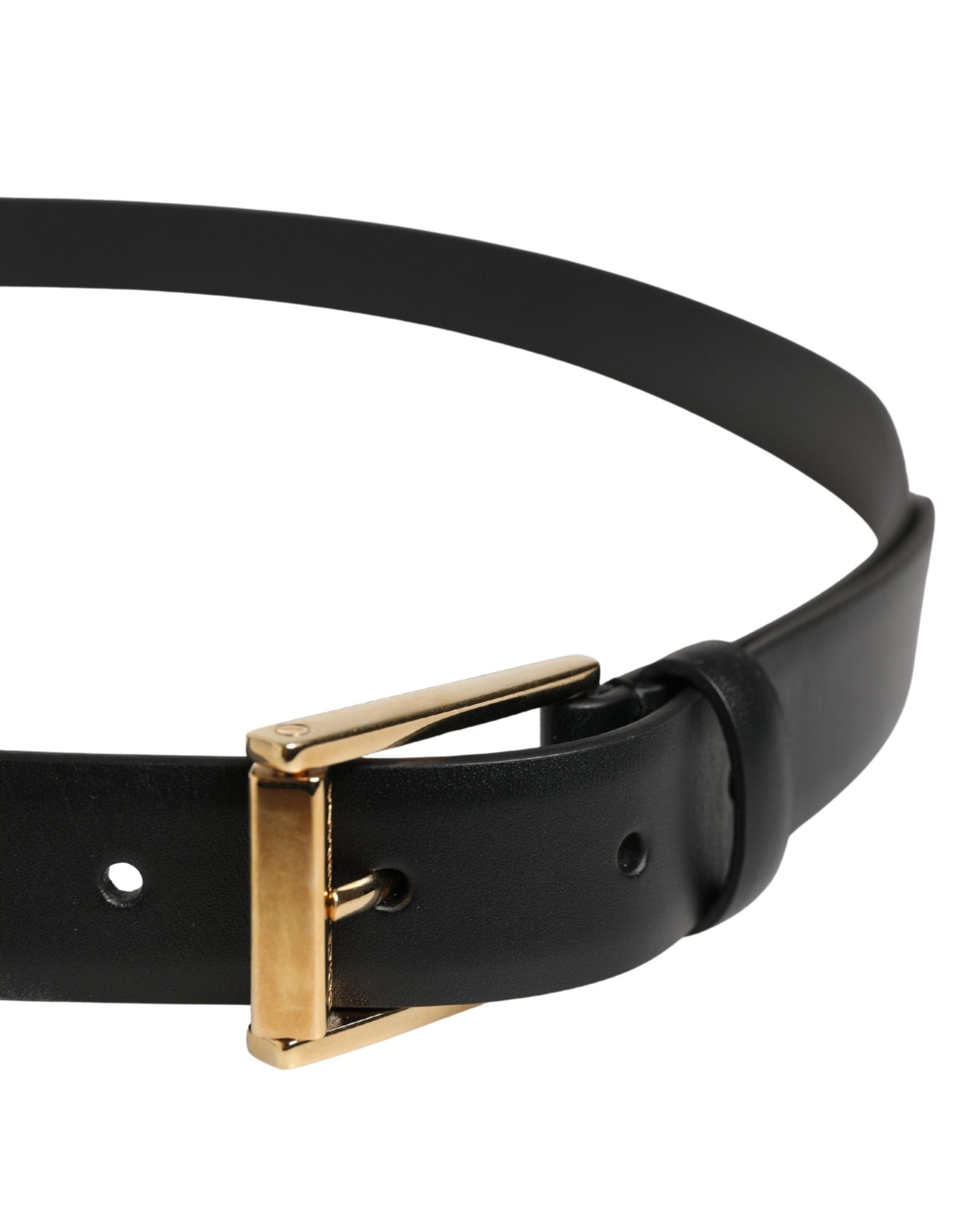 Dolce & Gabbana Men Black Classic Leather Metal Buckle Men's Belt