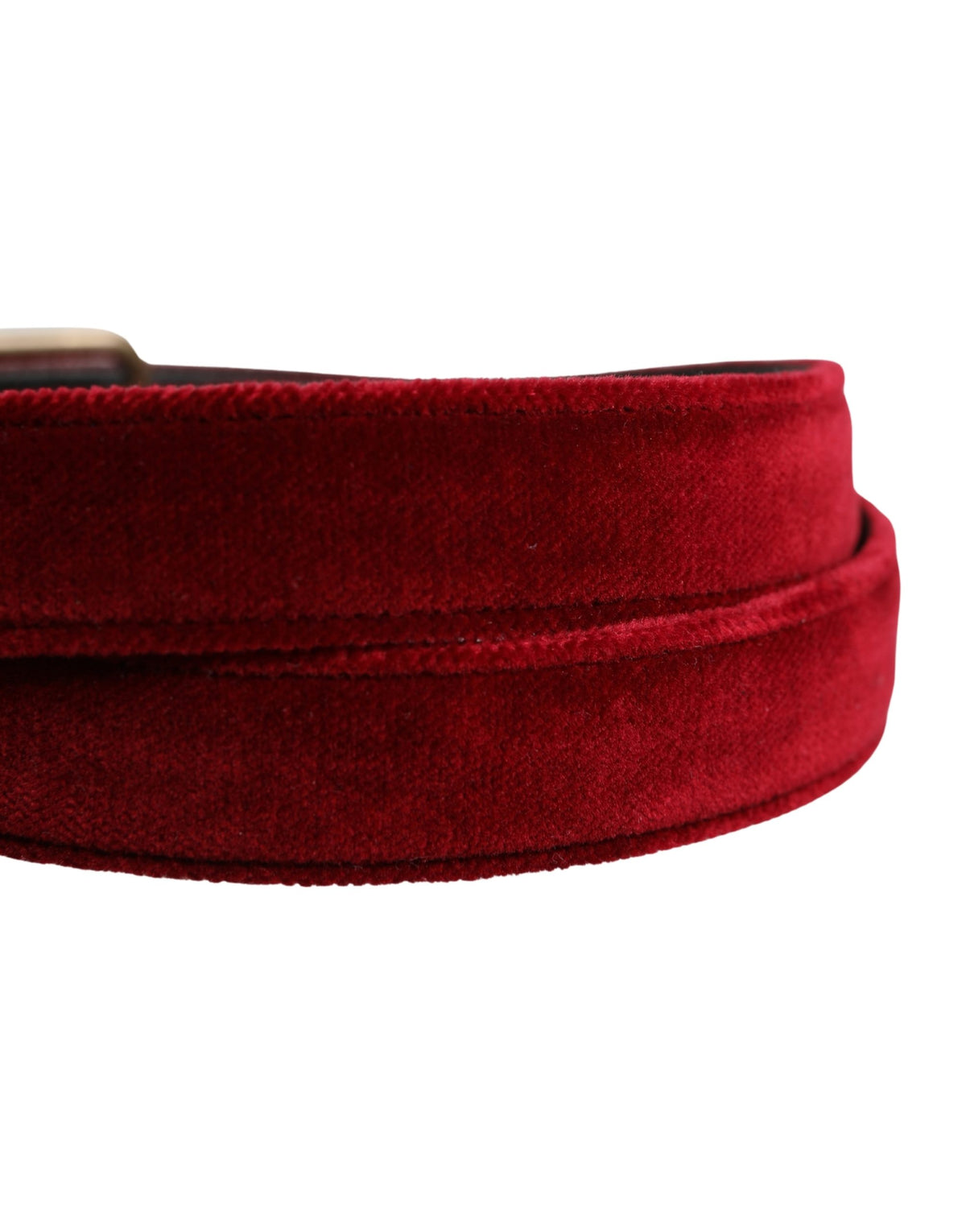 Dolce & Gabbana Men Burgundy Velvet Cotton Metal Buckle Men's Belt