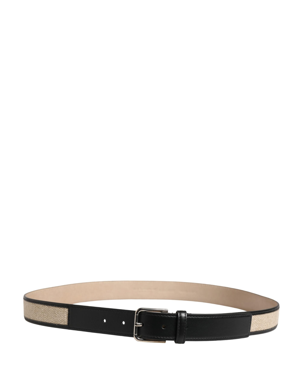 Dolce & Gabbana Men Beige Woven Leather Metal Buckle Men's Belt