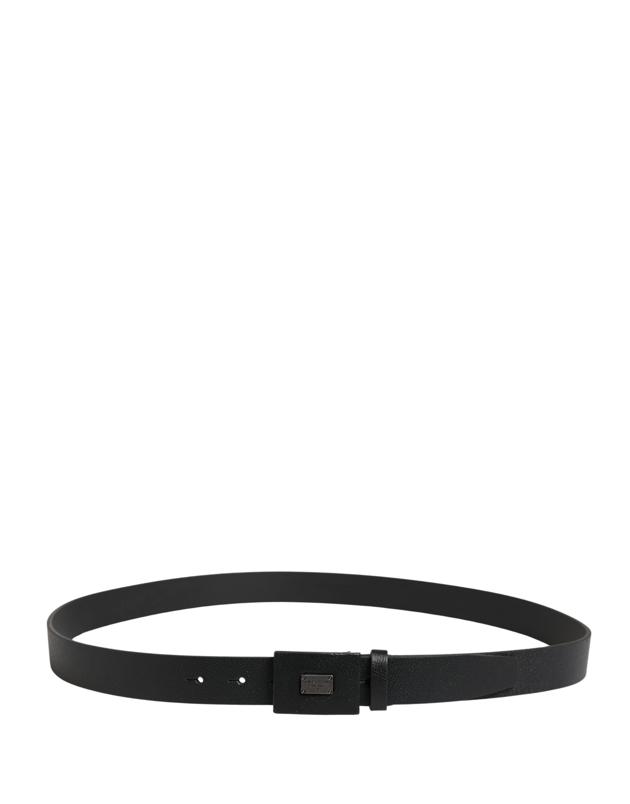 Dolce & Gabbana Men Black Calfskin Leather Square Buckle Men's Belt