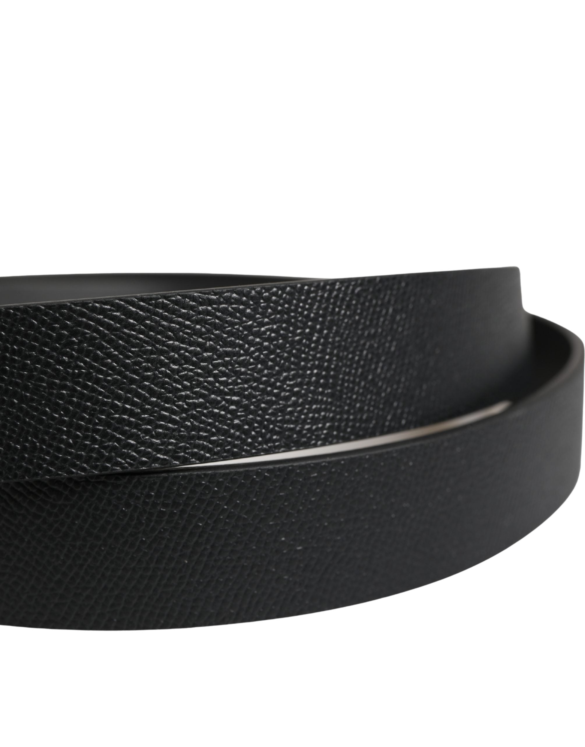Dolce & Gabbana Men Black Calfskin Leather Square Buckle Men's Belt