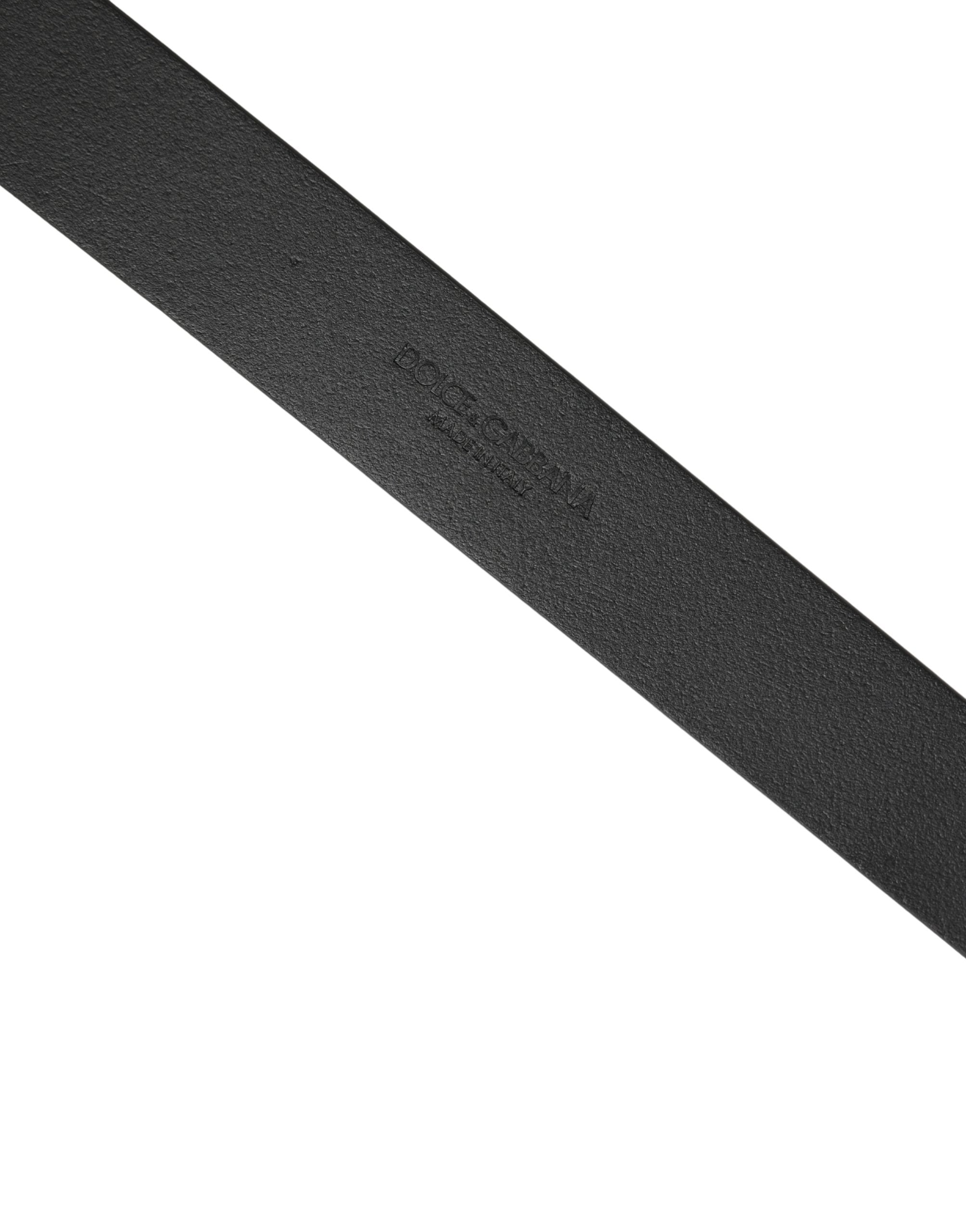 Dolce & Gabbana Men Black Calfskin Leather Square Buckle Men's Belt