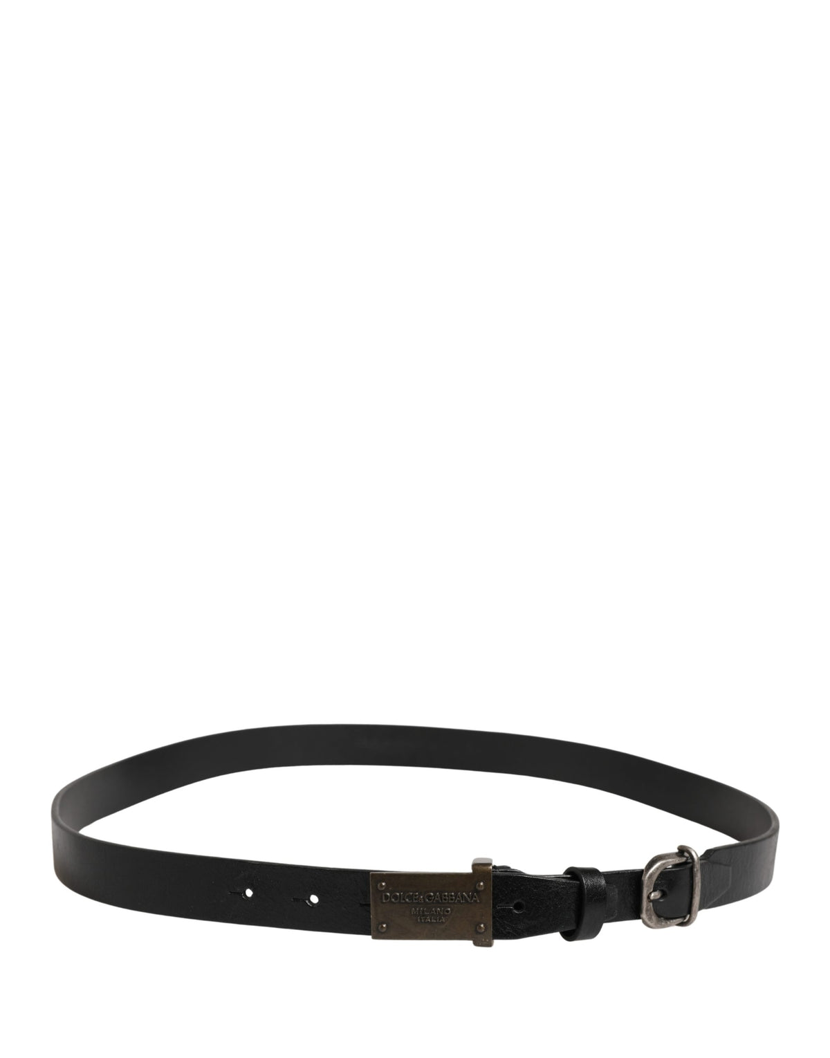 Dolce & Gabbana Men Black Classic Leather Logo Buckle Men's Belt