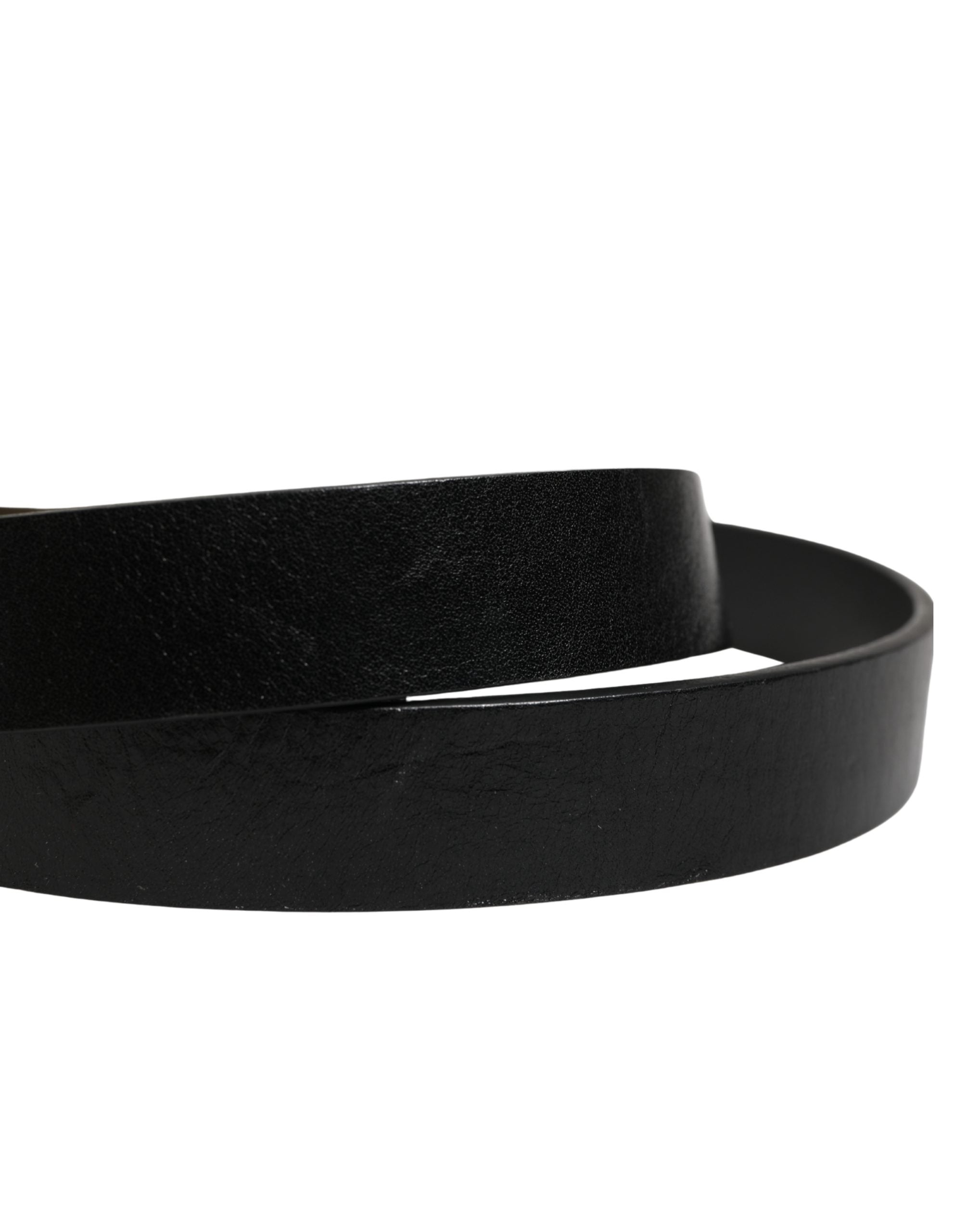 Dolce & Gabbana Men Black Classic Leather Logo Buckle Men's Belt