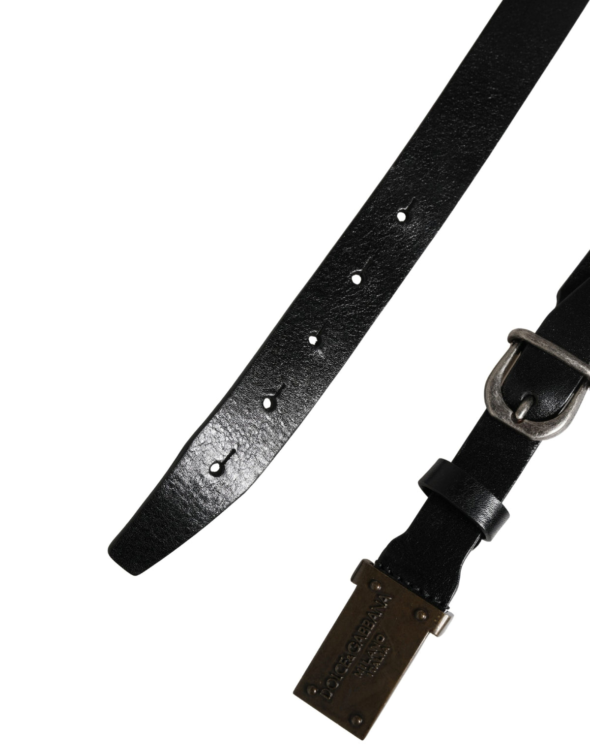 Dolce & Gabbana Men Black Classic Leather Logo Buckle Men's Belt