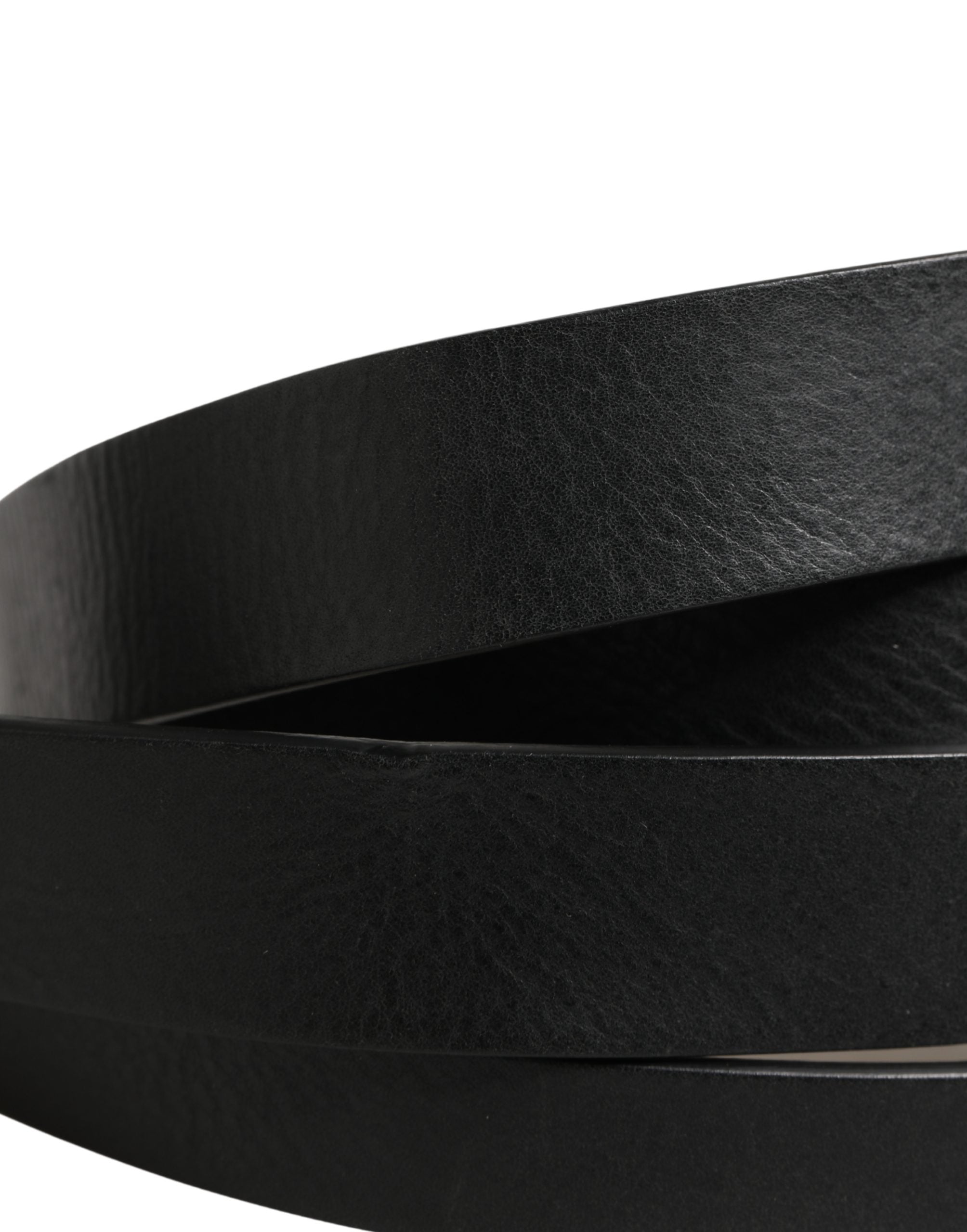 Dolce & Gabbana Black Double Strap Leather Silver Buckle Men's Belt (Pre-Owned)