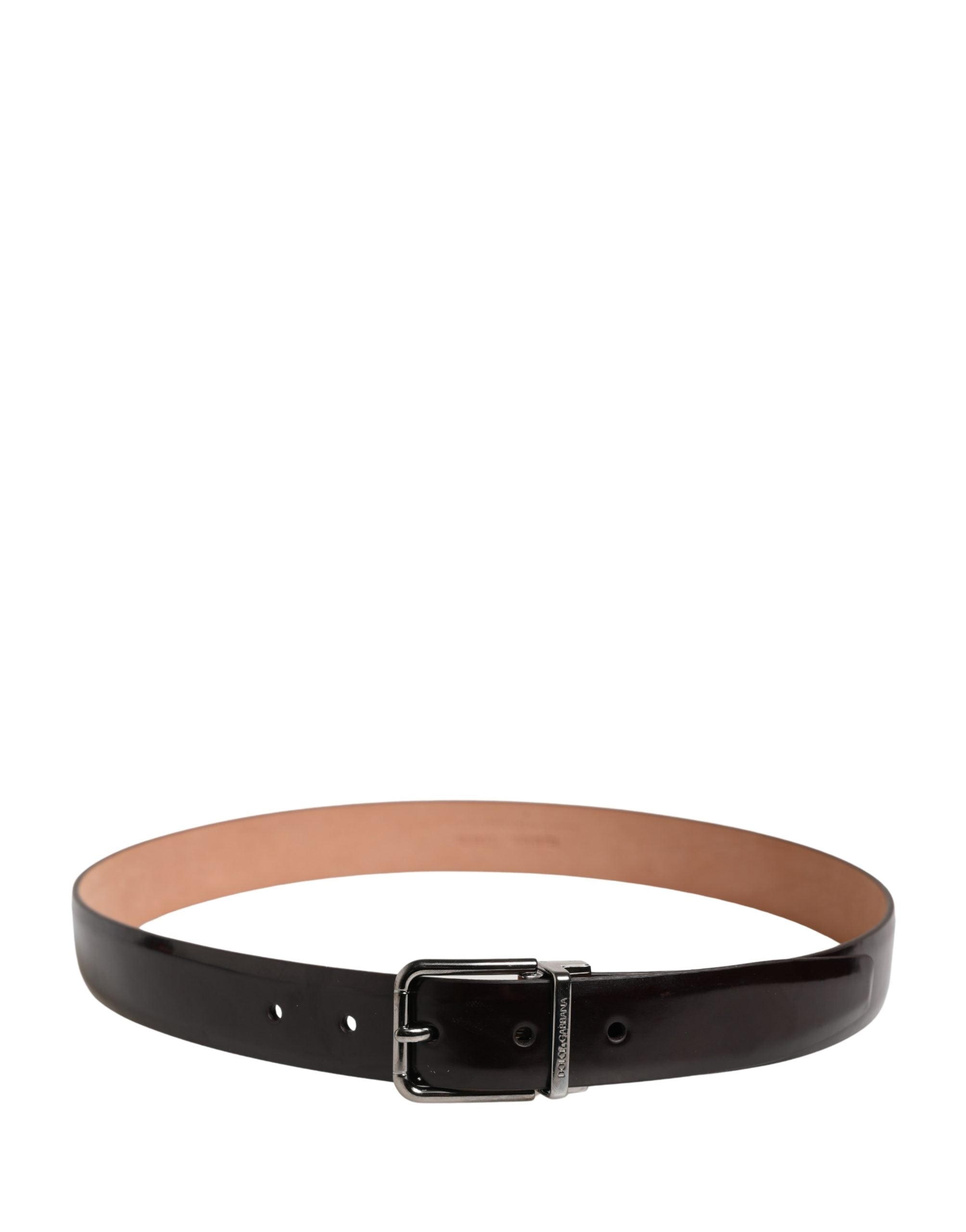 Dolce & Gabbana Men Black Calfskin Leather Metal Buckle Men's Belt (Pre-Owned)