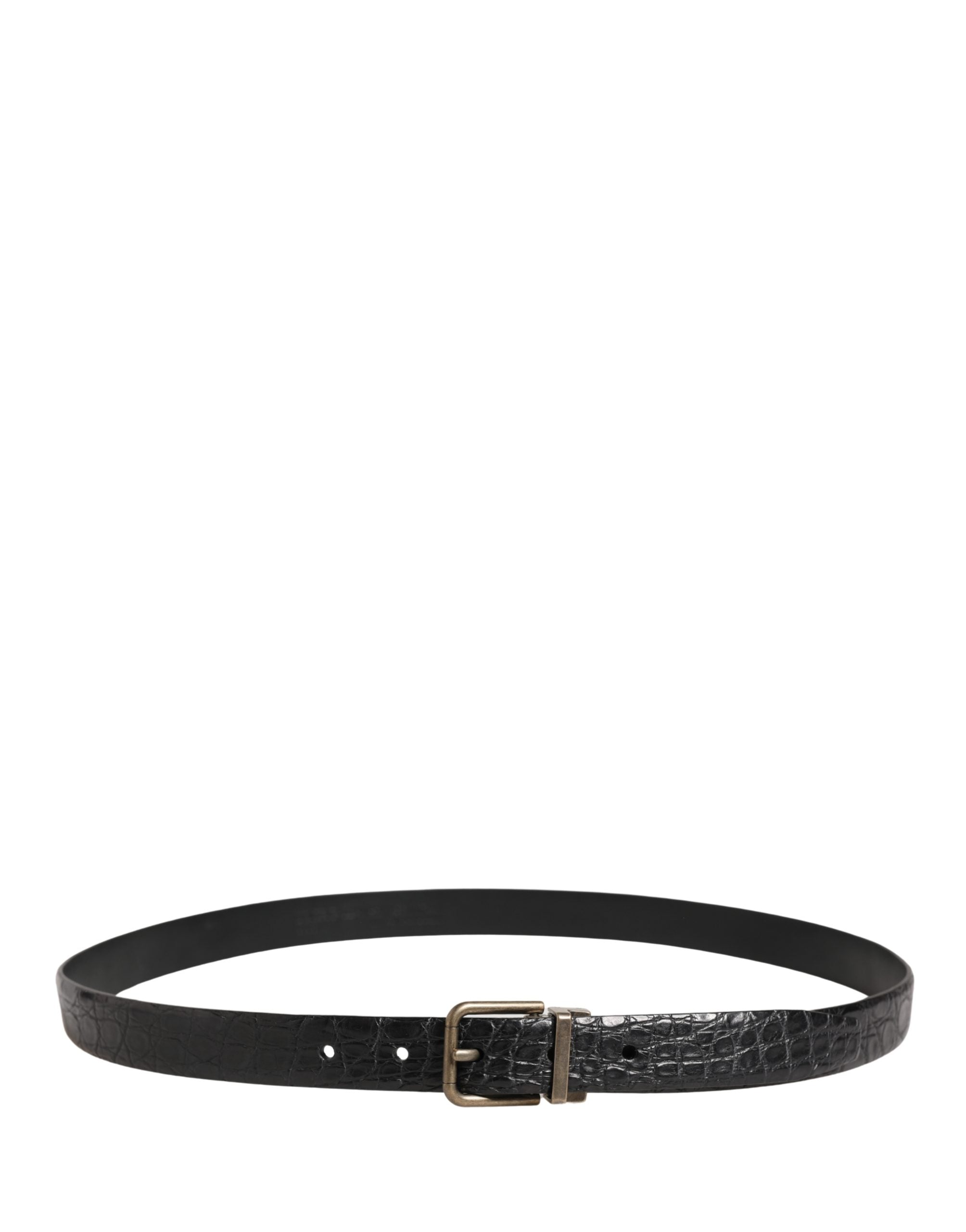 Dolce & Gabbana Men Black Exotic Leather Metal Buckle Men's Belt