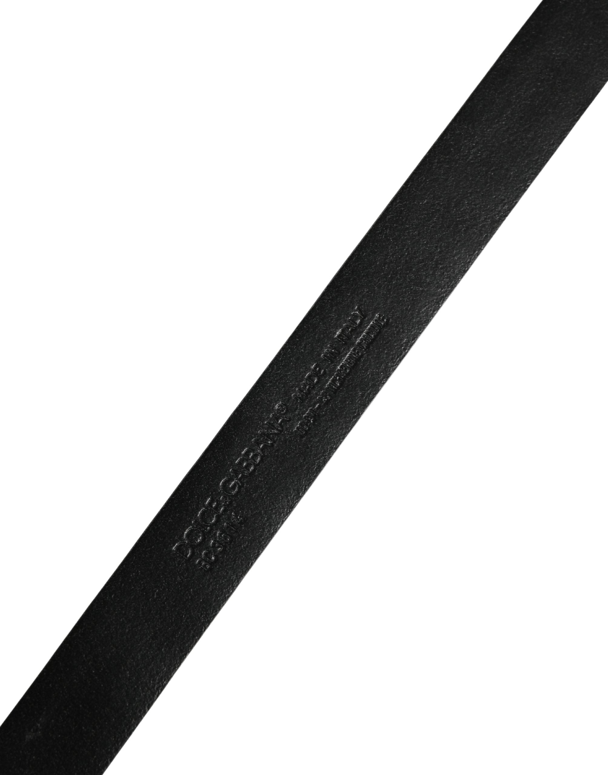 Dolce & Gabbana Men Black Exotic Leather Metal Buckle Men's Belt