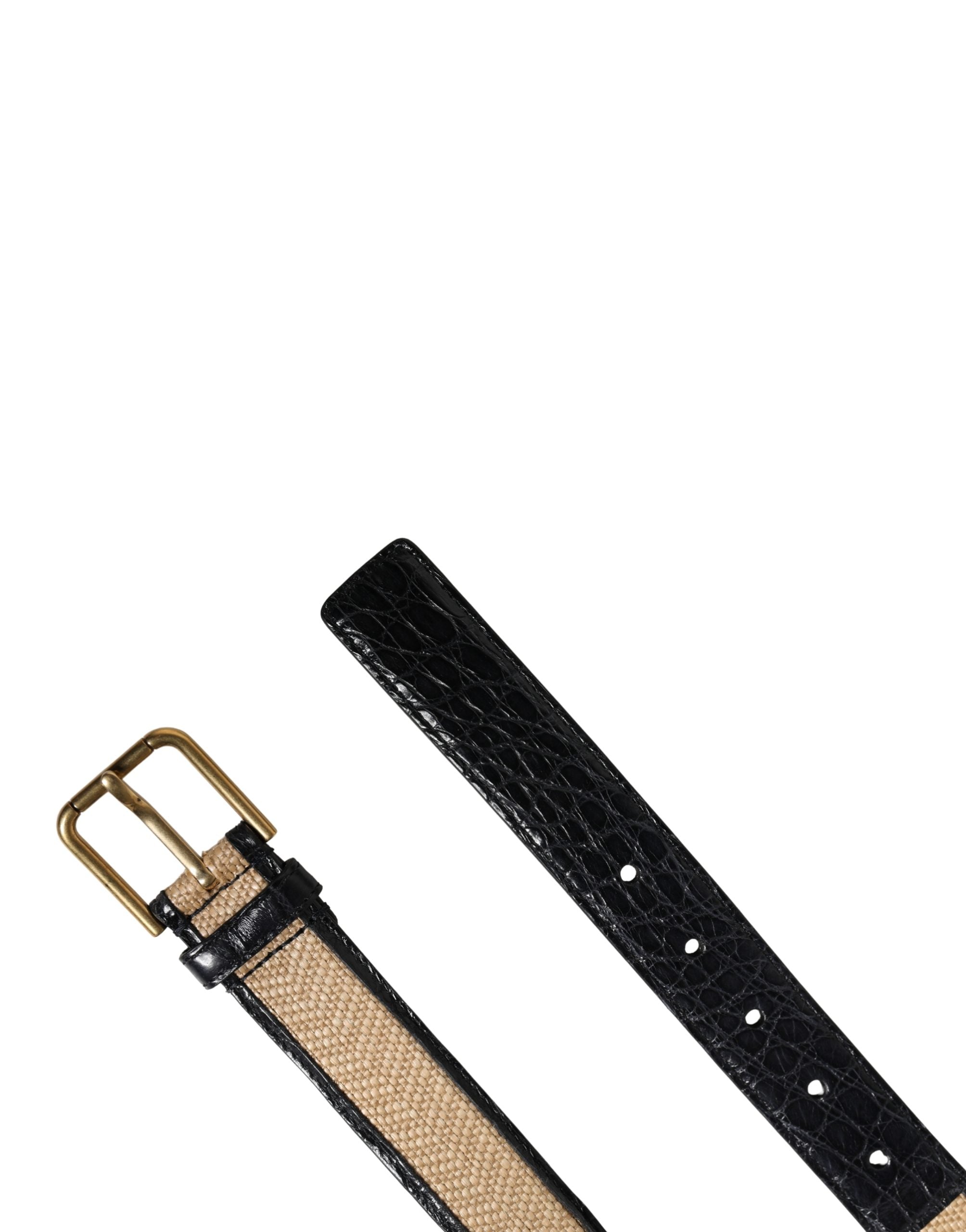 Dolce & Gabbana Men Beige Braided Leather Metal Buckle Men's Belt