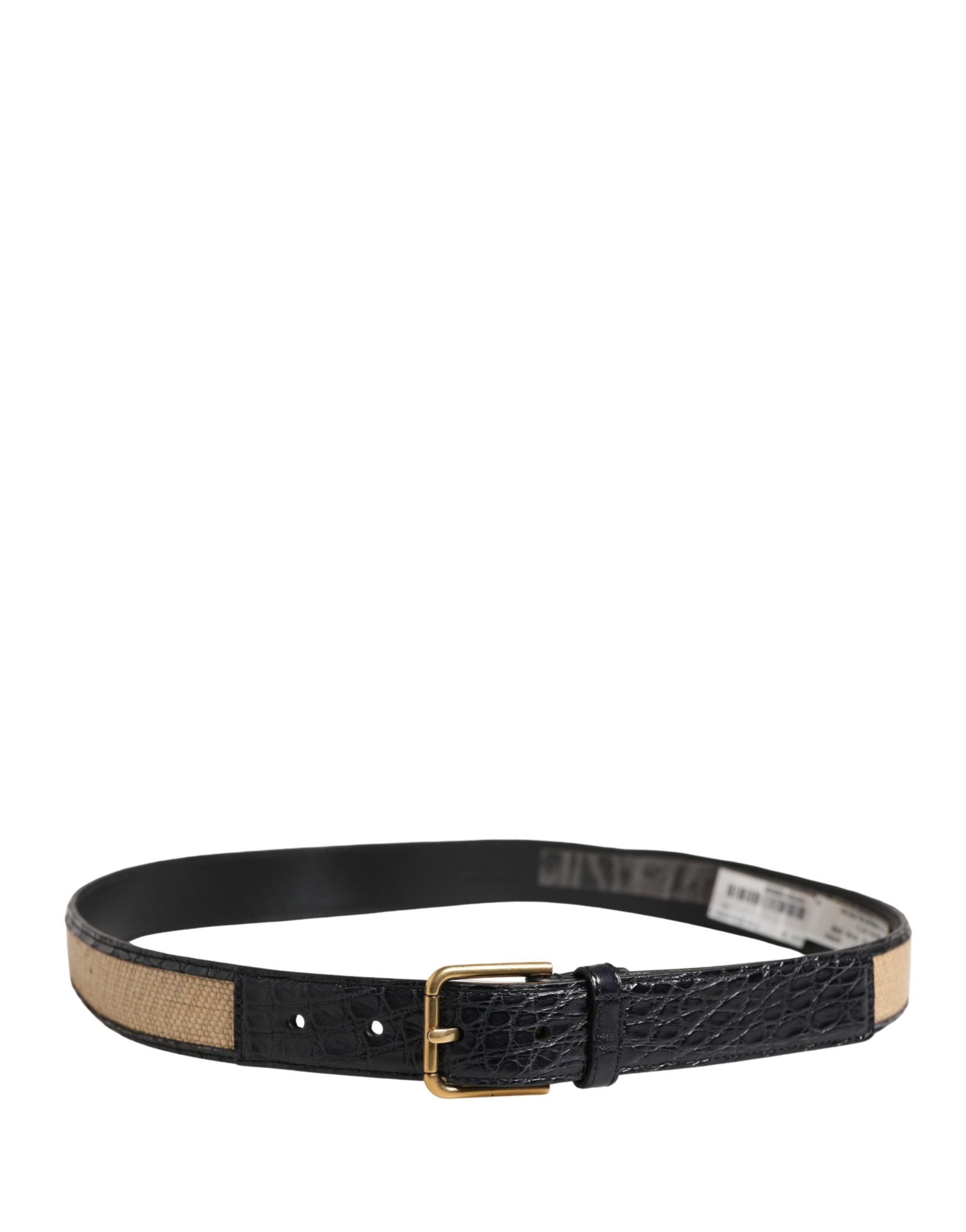 Dolce & Gabbana Men Beige Braided Leather Metal Buckle Men's Belt